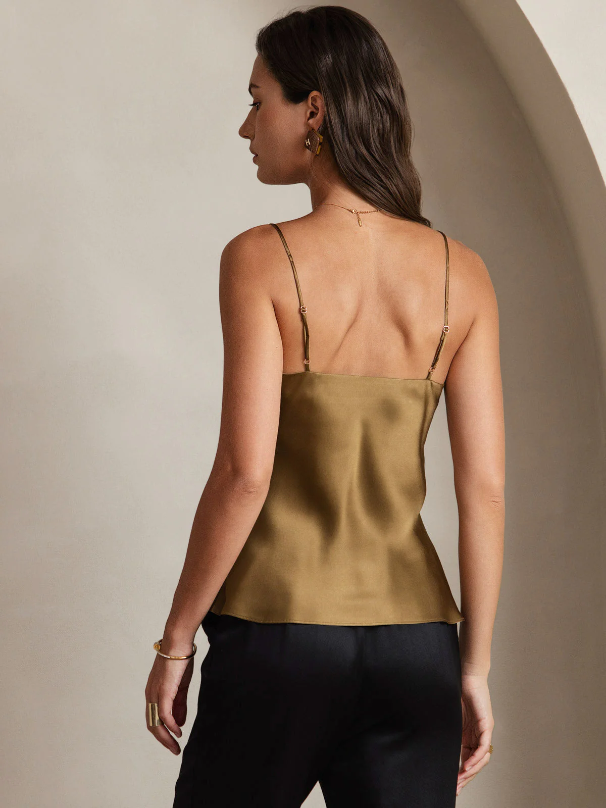 100% Mulberry Silk Spaghetti Strap V Neck Camisole Top - Image 45