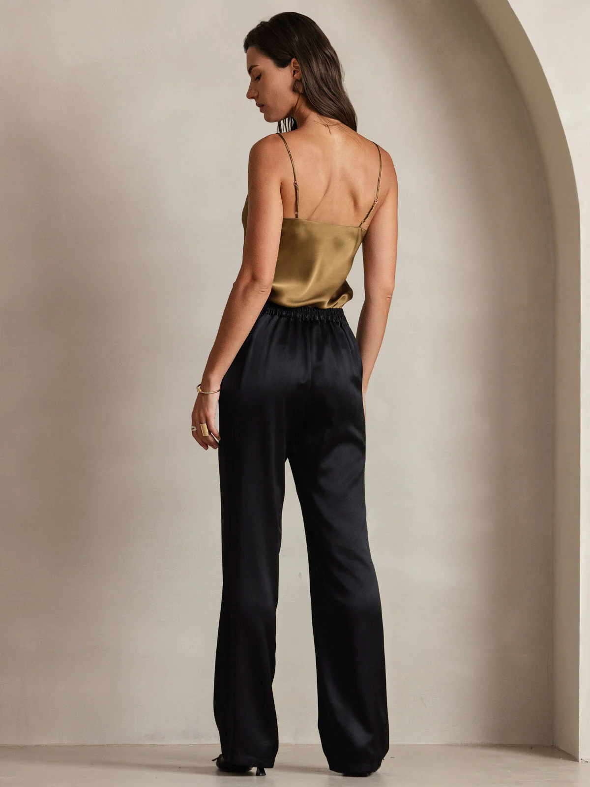 100% Mulberry Silk Spaghetti Strap V Neck Camisole Top - Image 47
