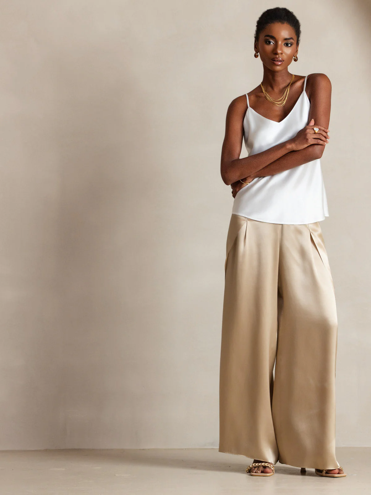 100% Mulberry Silk Spaghetti Strap V Neck Camisole Top - Image 6