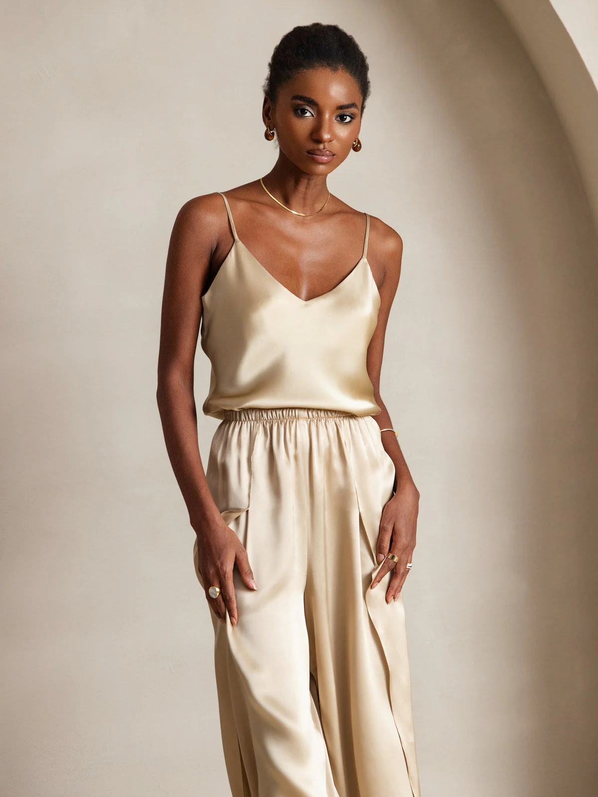 100% Mulberry Silk Spaghetti Strap V Neck Camisole Top - Image 7