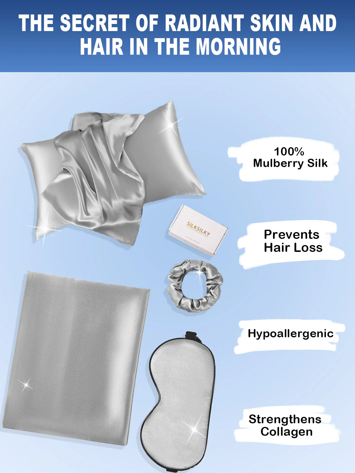 19Momme 3Pcs Set Silk Skin-Friendly Beauty Sleep Set (Envelope Pillowcase) - Image 33