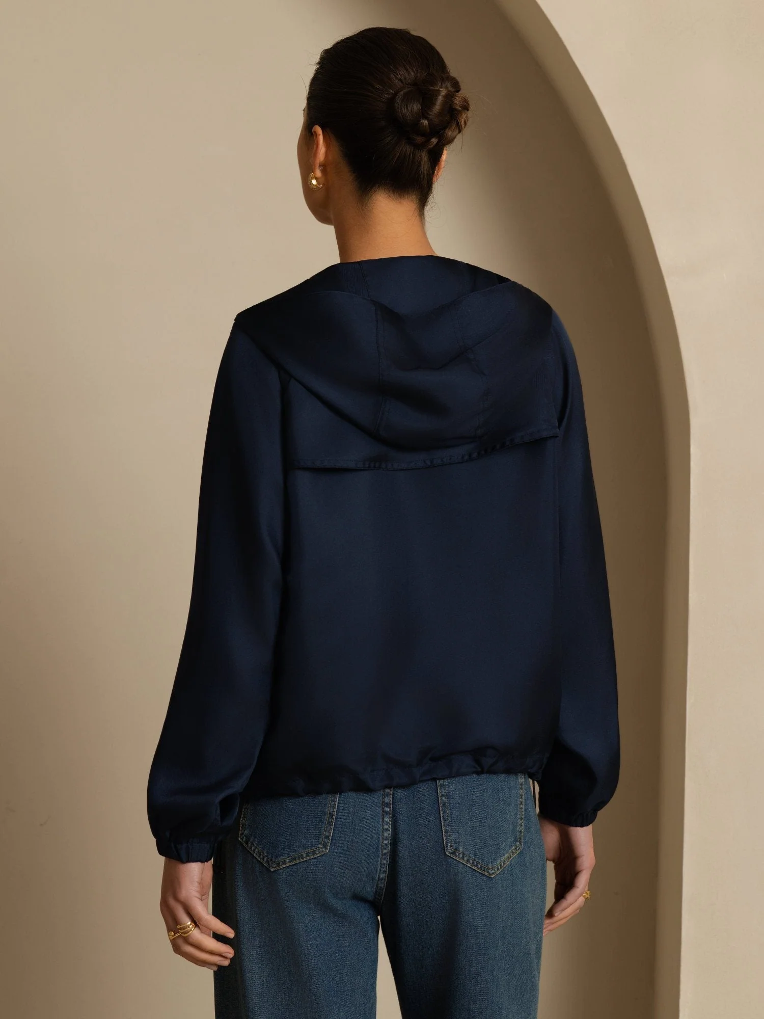 Pure Silk Women's Hooded Jacket With Large Flap Pockets - Image 16