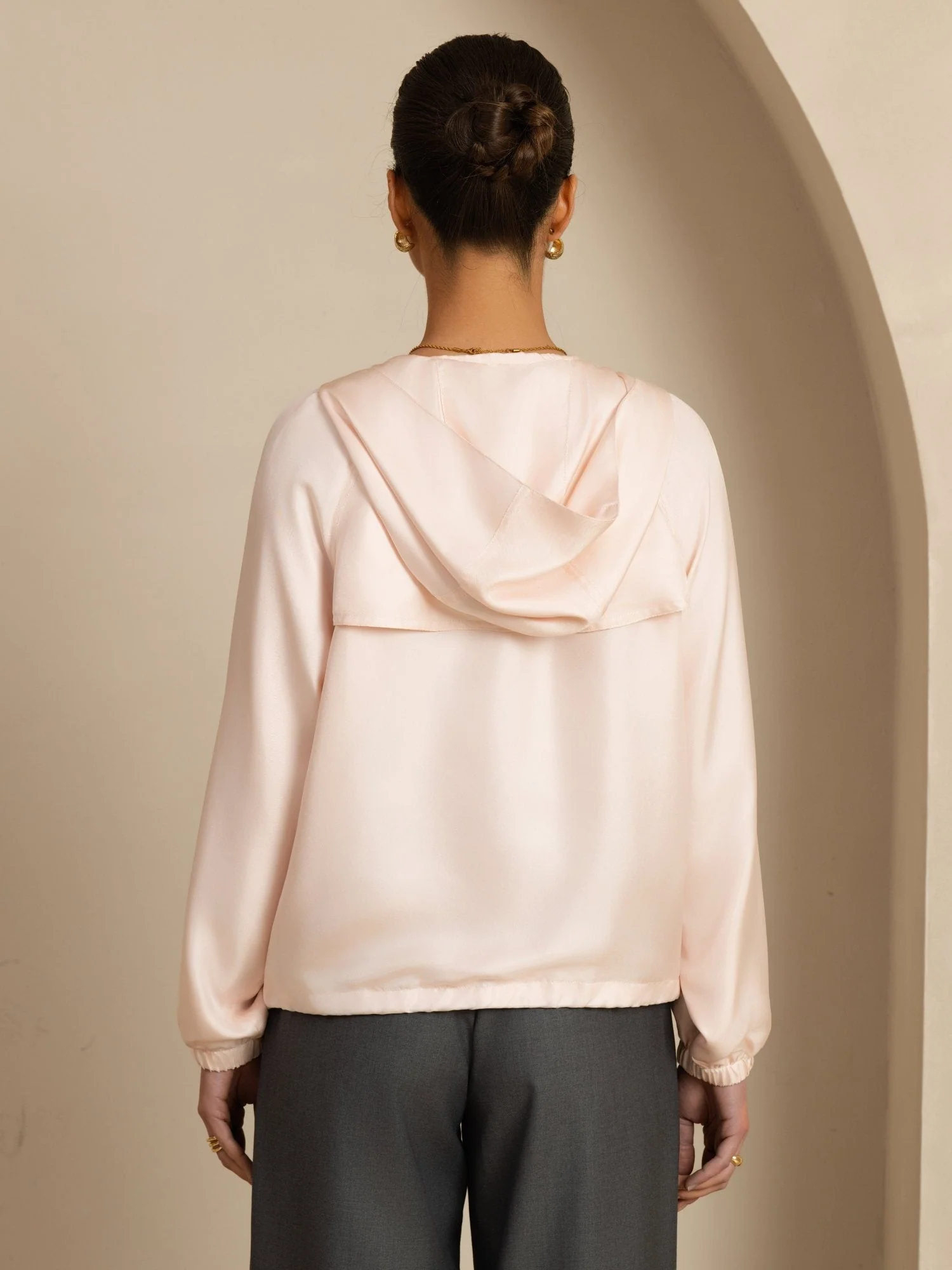 Pure Silk Women's Hooded Jacket With Large Flap Pockets - Image 24