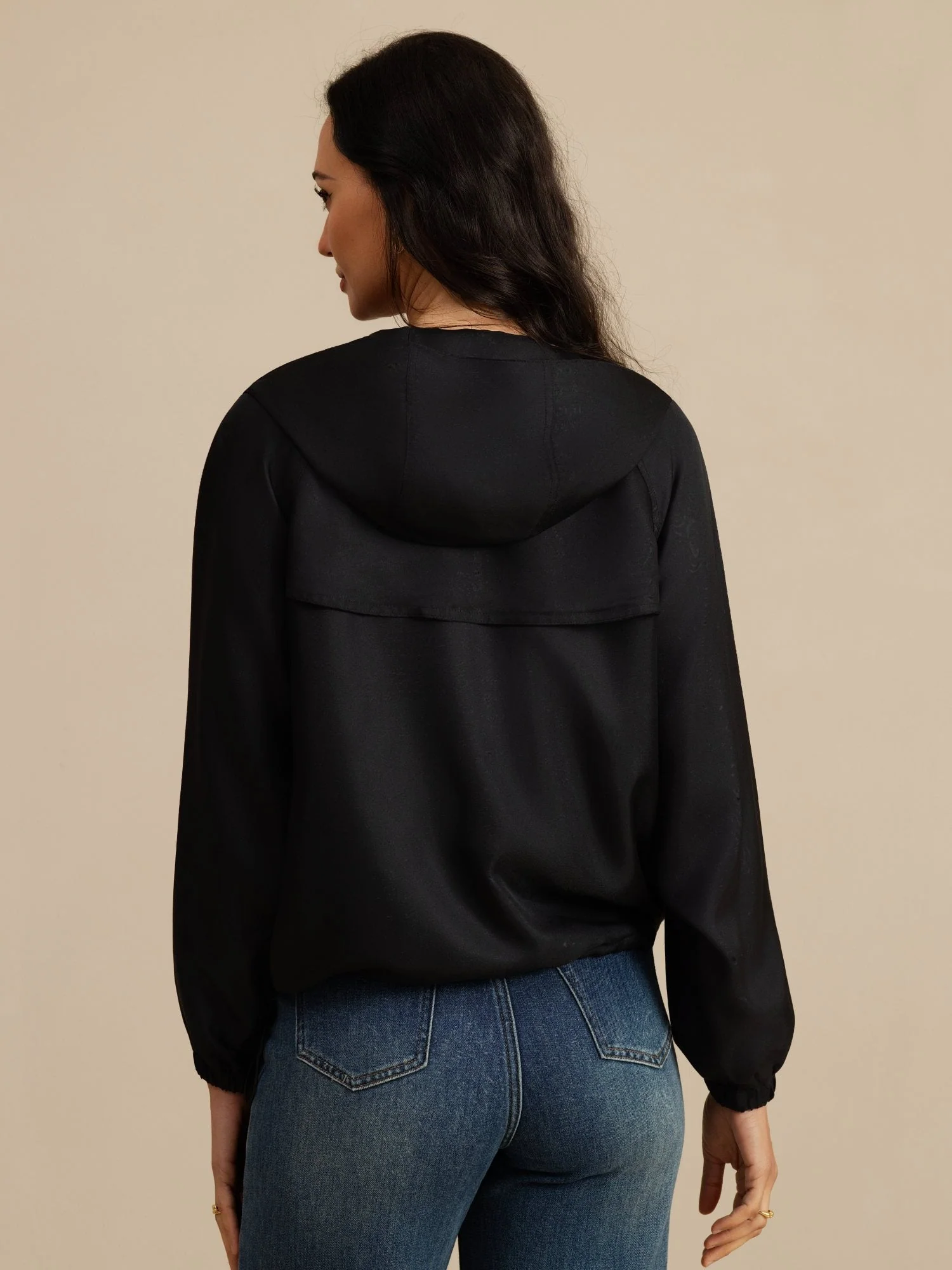 Pure Silk Women's Hooded Jacket With Large Flap Pockets - Image 9