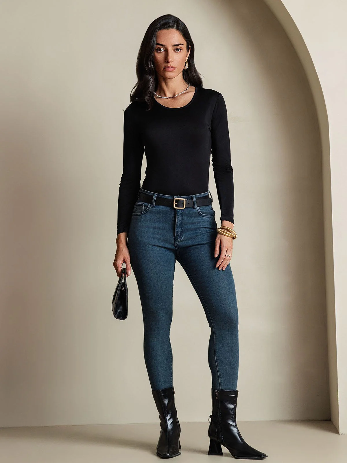 Women's Silk Long Sleeve Round Neck Top - Image 15