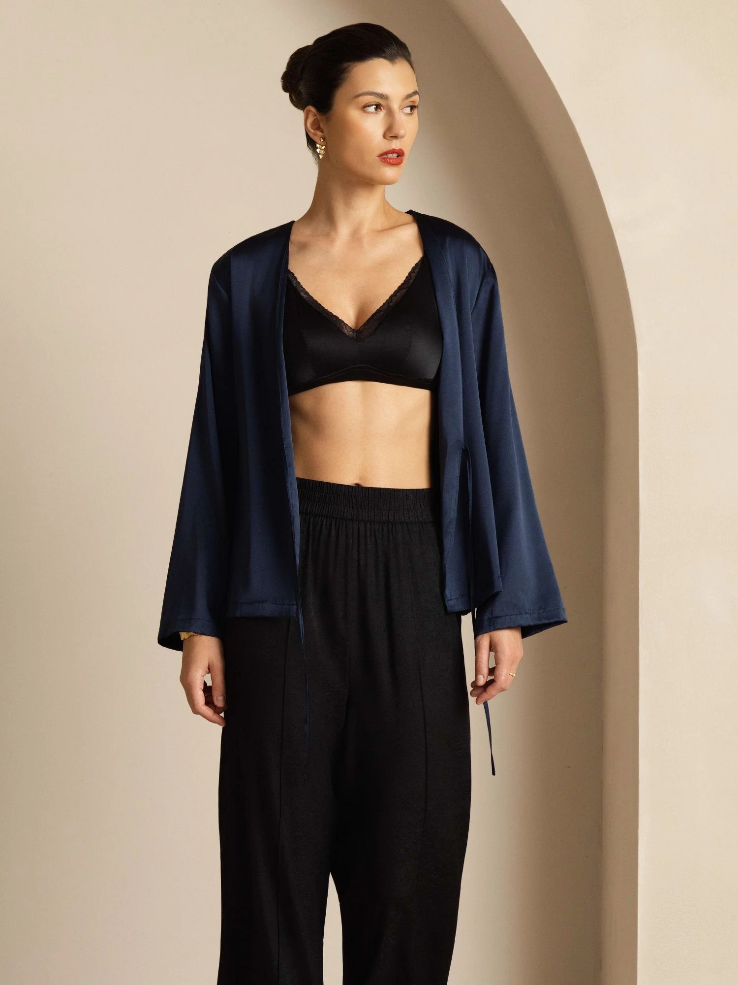 19Momme Silk Relaxed Tie Up Cardigan - Image 26