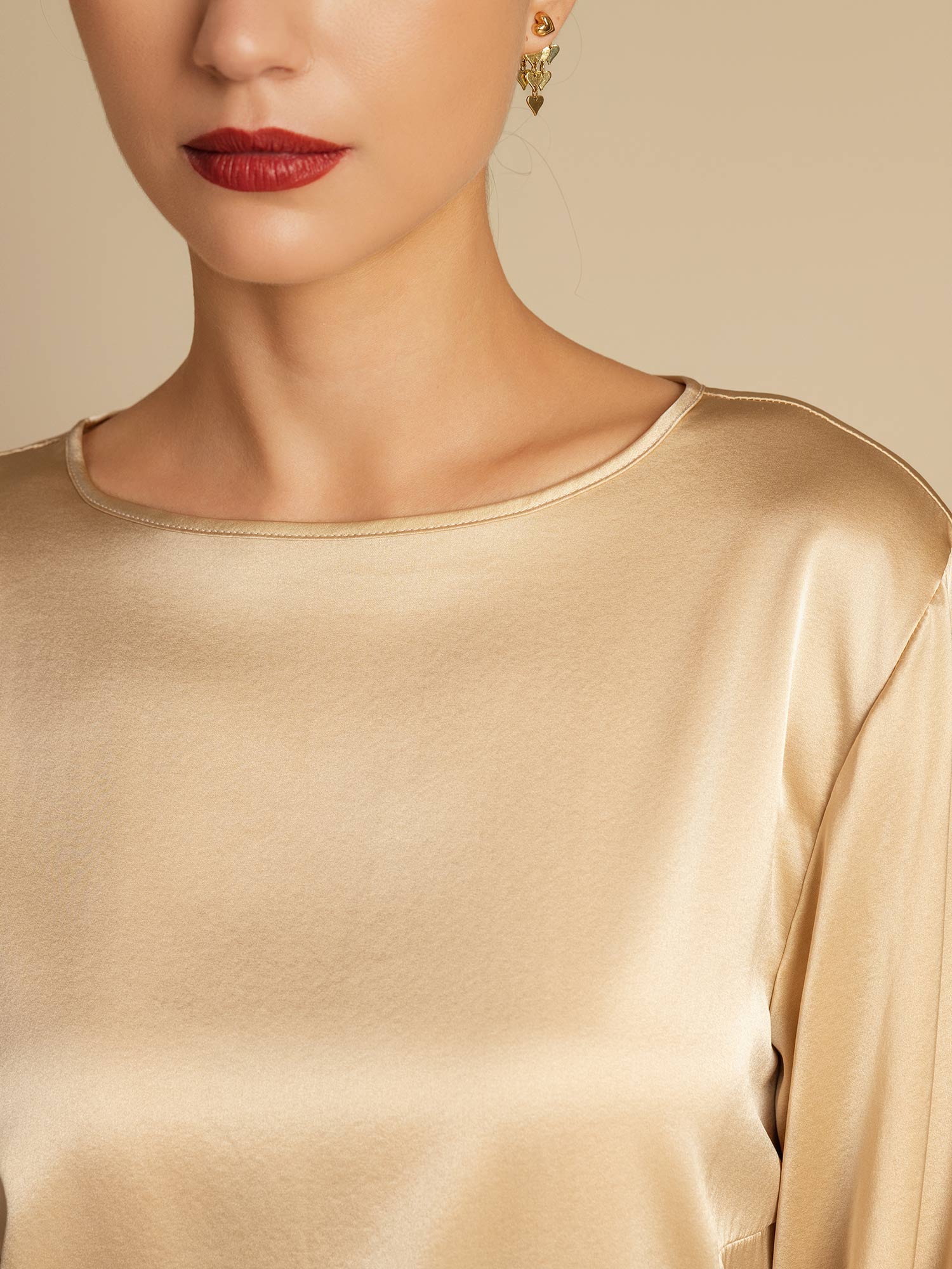 19Momme Silk Bell Sleeve Boat Neck Women's Top - Image 14