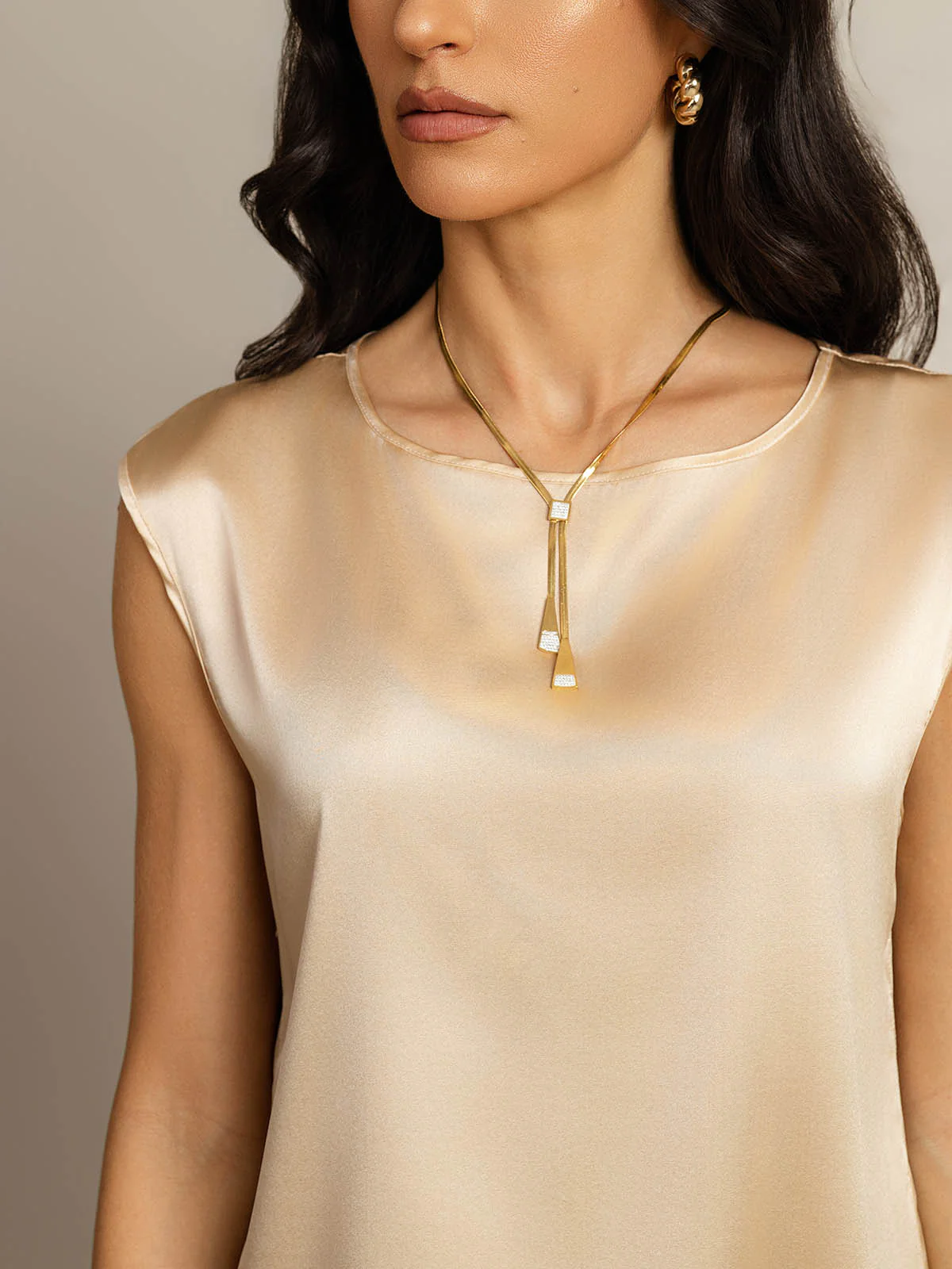 19Momme Silk Cap Sleeve Round Neck Women's Top - Image 43