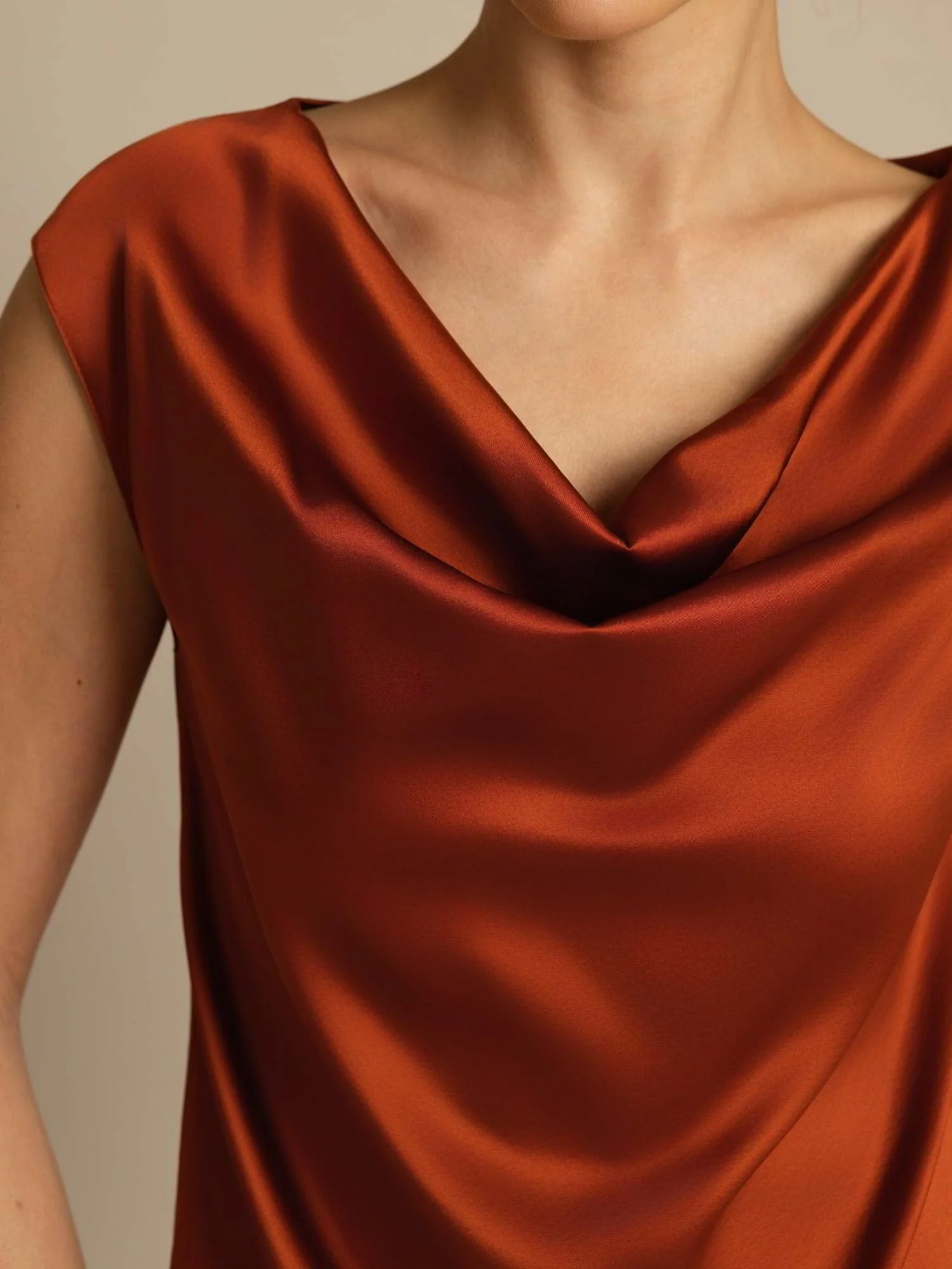 19Momme Silk Cap Sleeve Cowl Neck Women's Top - Image 38