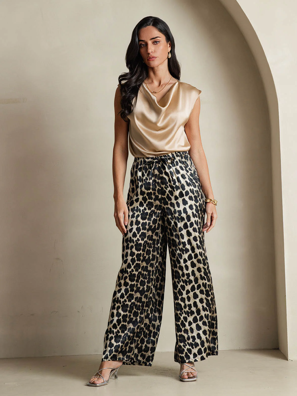 19Momme Silk Cap Sleeve Cowl Neck Women's Top - Image 64