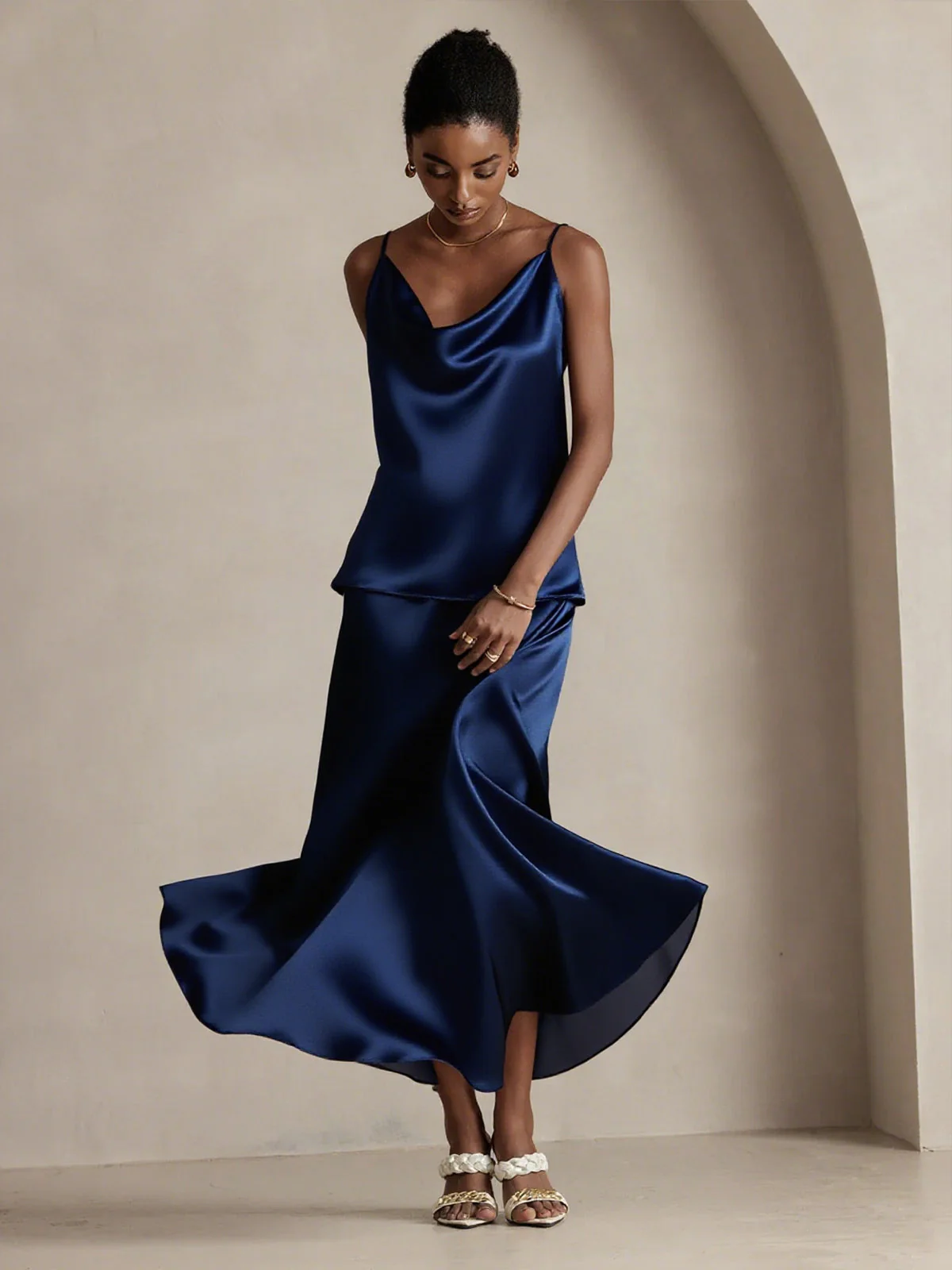 19Momme Silk A Line Maxi Skirt with Lining - Image 11