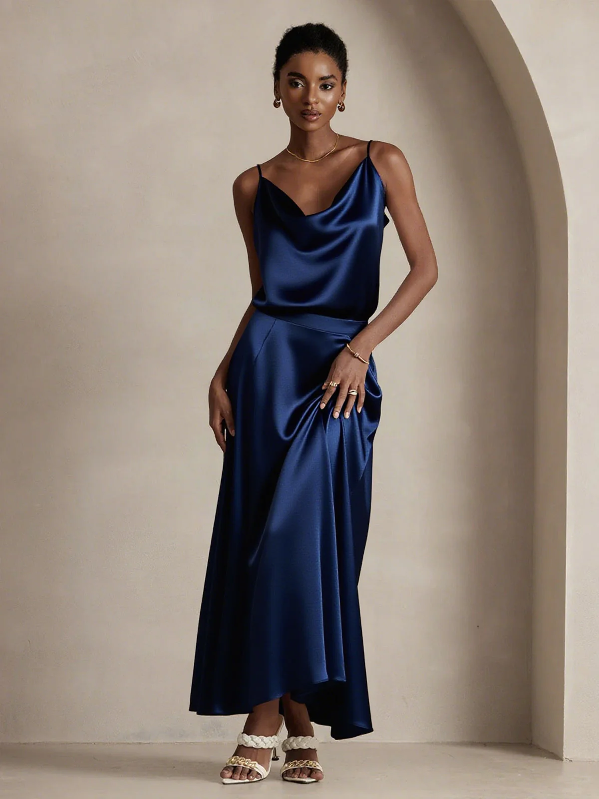 19Momme Silk A Line Maxi Skirt with Lining - Image 13