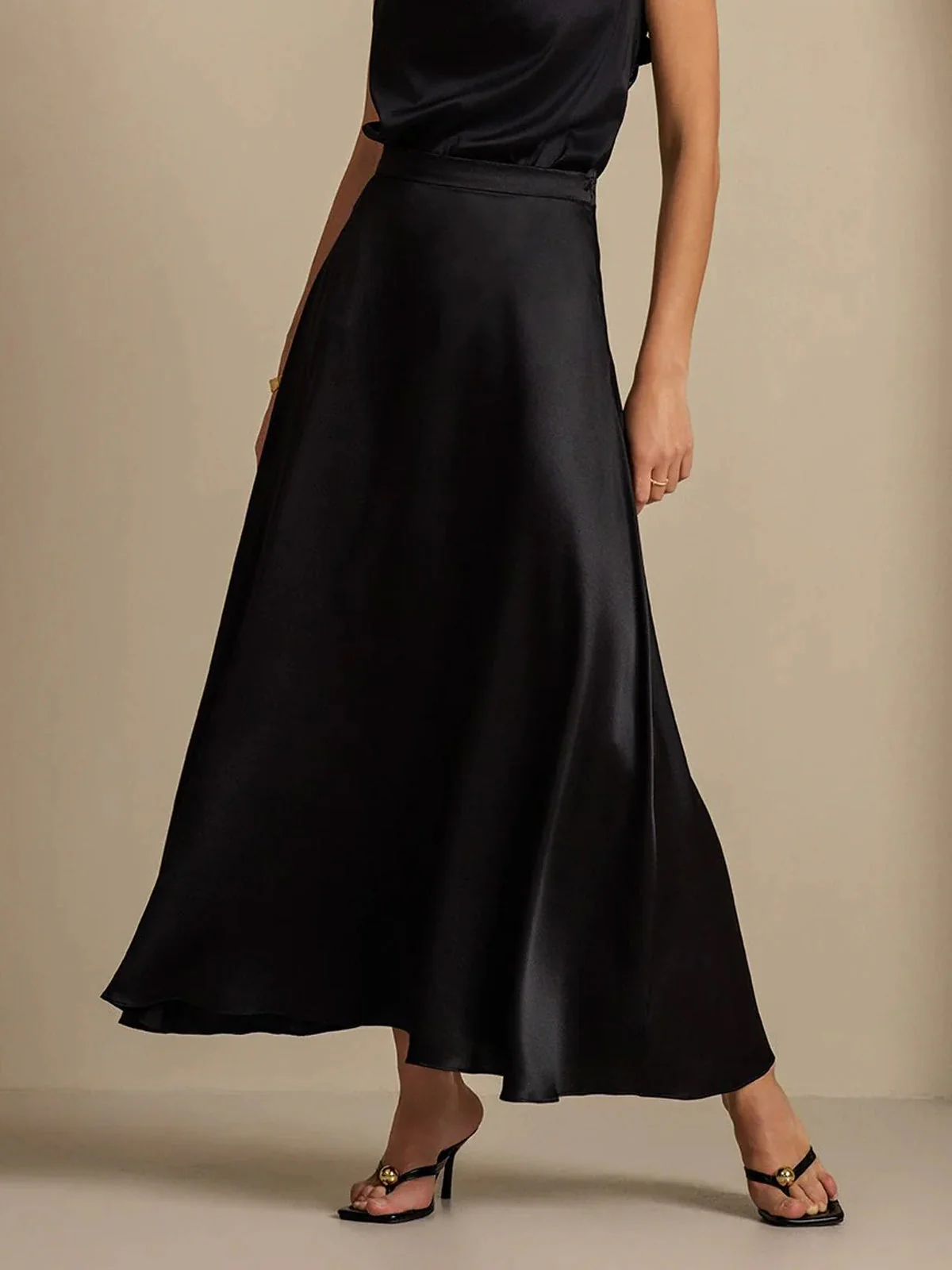 19Momme Silk A Line Maxi Skirt with Lining - Image 14