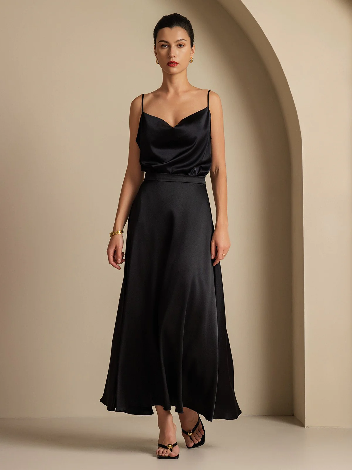 19Momme Silk A Line Maxi Skirt with Lining - Image 15