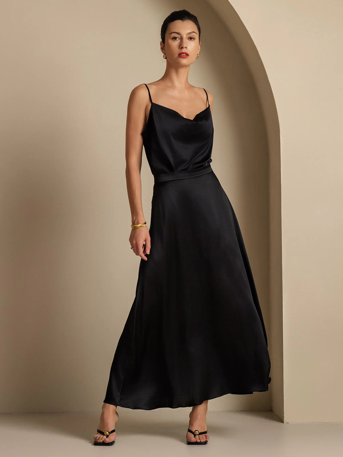 19Momme Silk A Line Maxi Skirt with Lining - Image 17