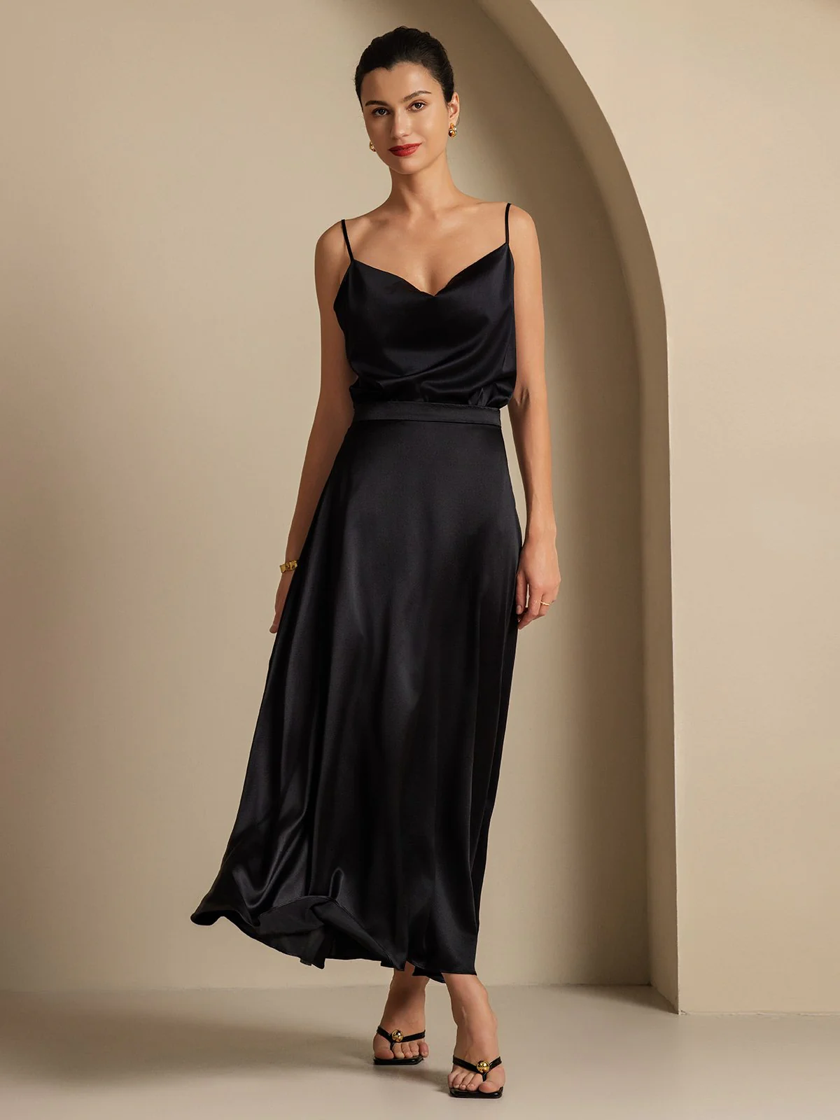 19Momme Silk A Line Maxi Skirt with Lining - Image 18