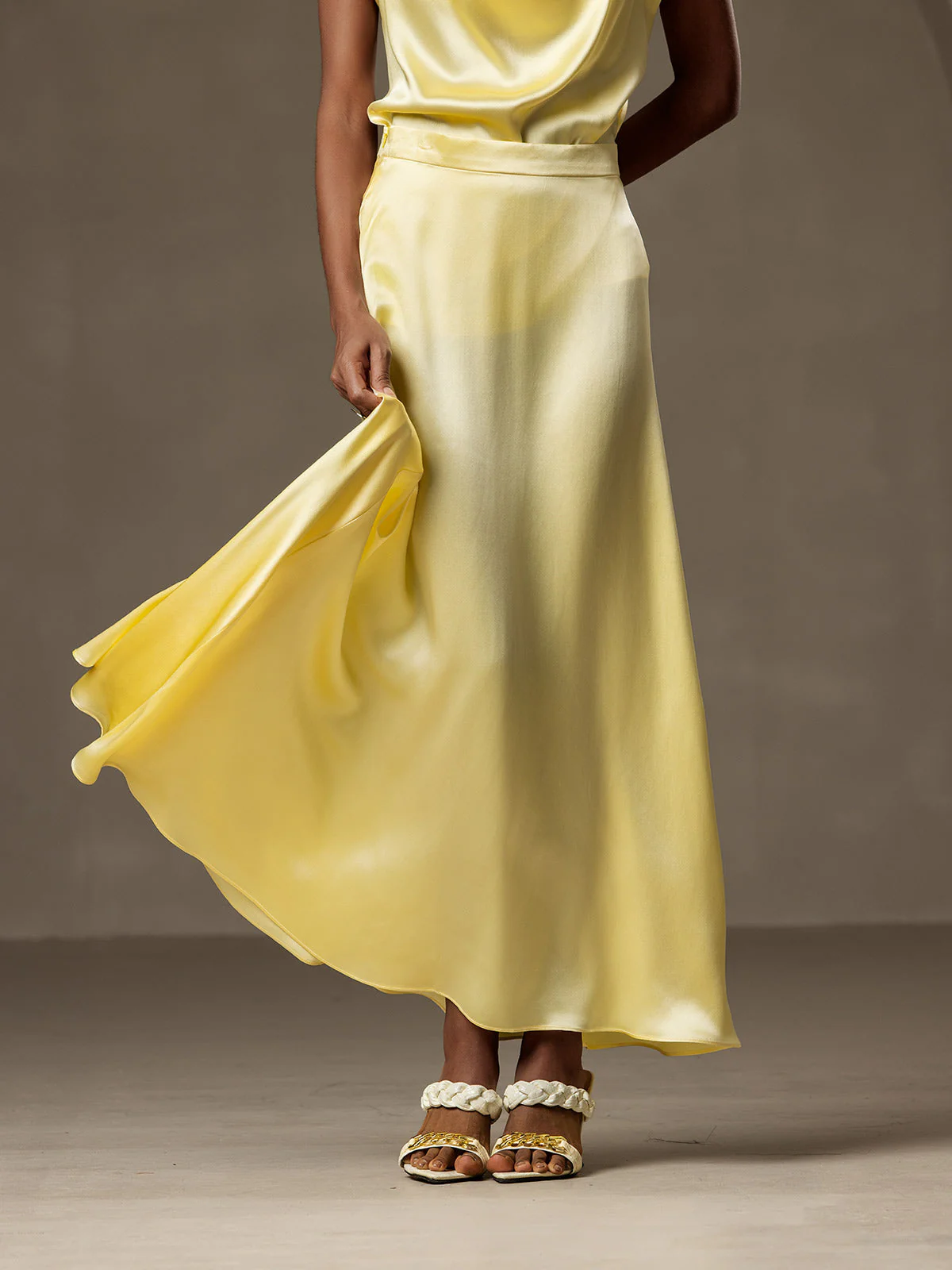 19Momme Silk A Line Maxi Skirt with Lining - Image 21