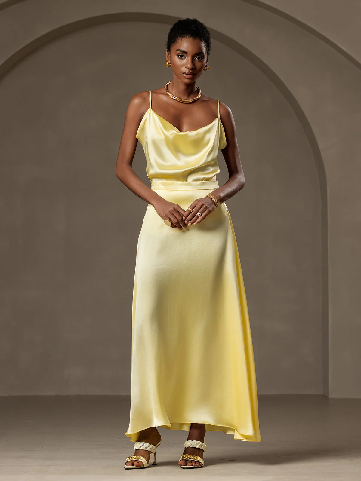 19Momme Silk A Line Maxi Skirt with Lining - Image 23