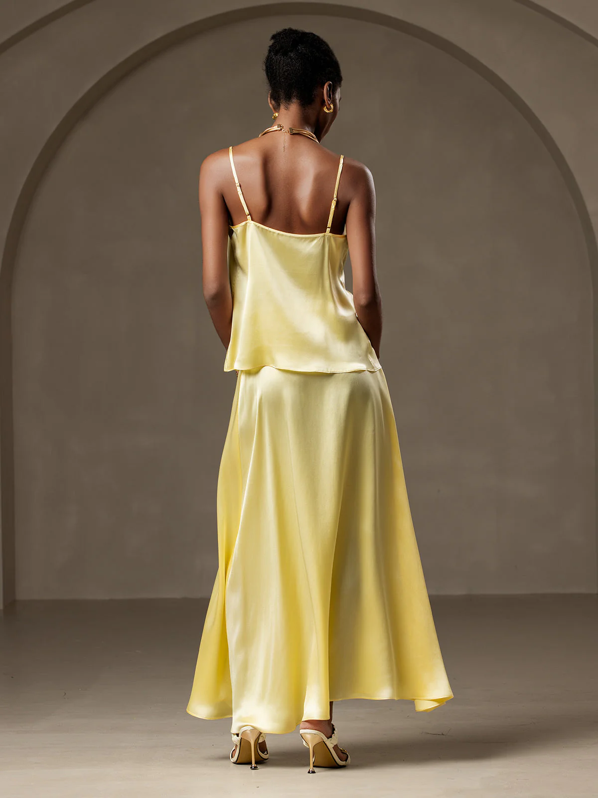 19Momme Silk A Line Maxi Skirt with Lining - Image 24