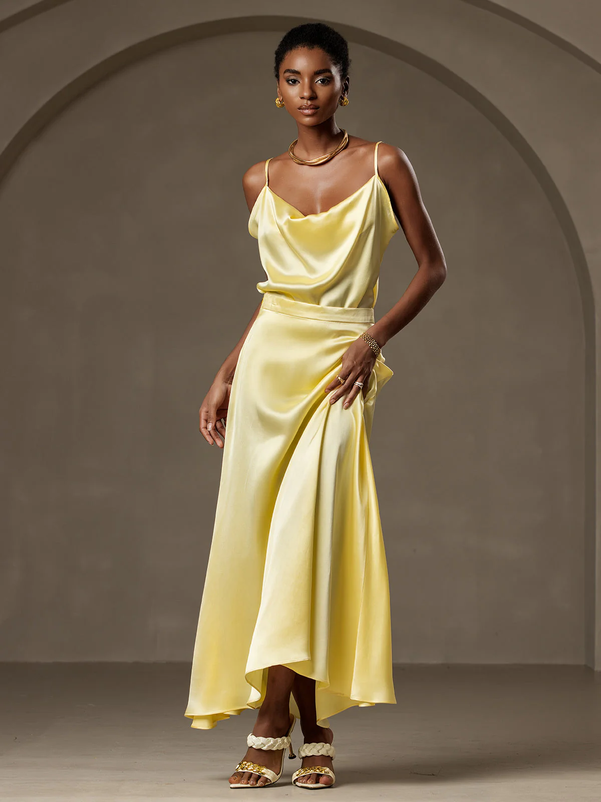 19Momme Silk A Line Maxi Skirt with Lining - Image 25