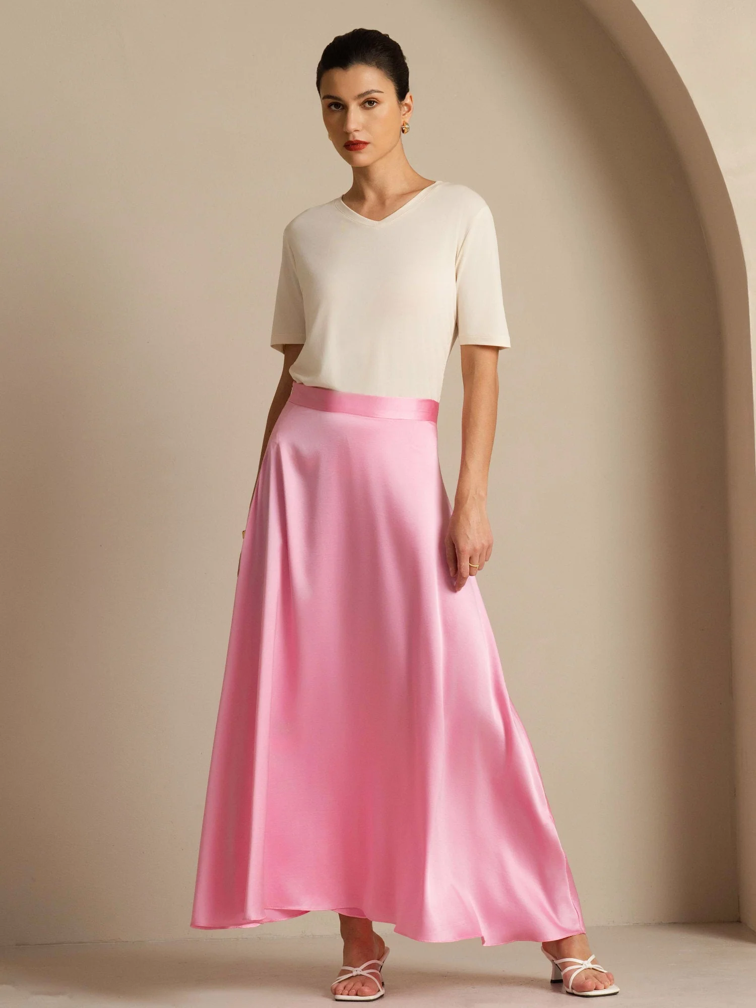 19Momme Silk A Line Maxi Skirt with Lining - Image 28