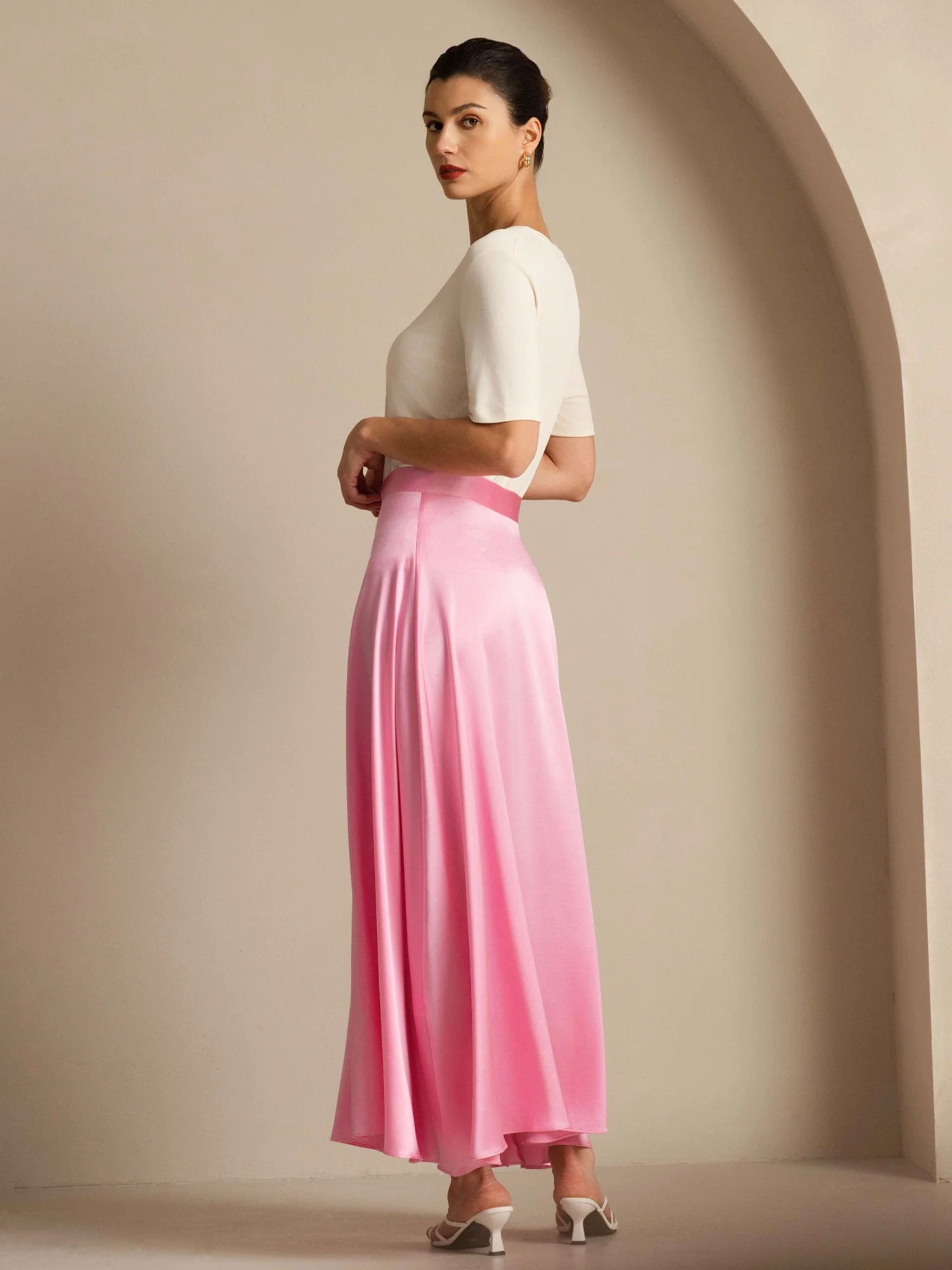 19Momme Silk A Line Maxi Skirt with Lining - Image 29