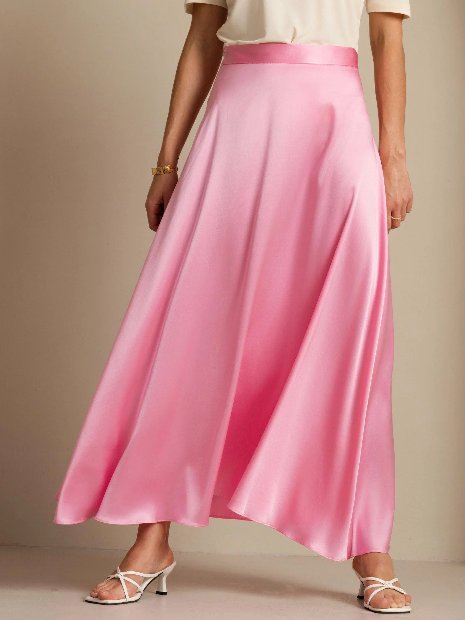 19Momme Silk A Line Maxi Skirt with Lining - Image 30