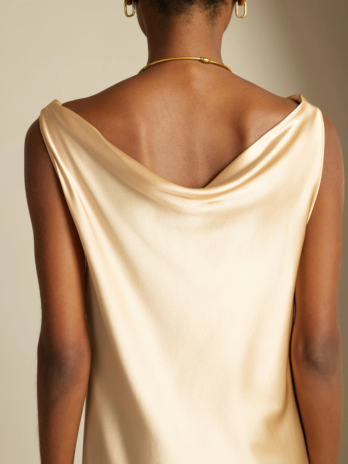 19Momme Silk Sleeveless Cowl Neck Knee Dress - Image 20