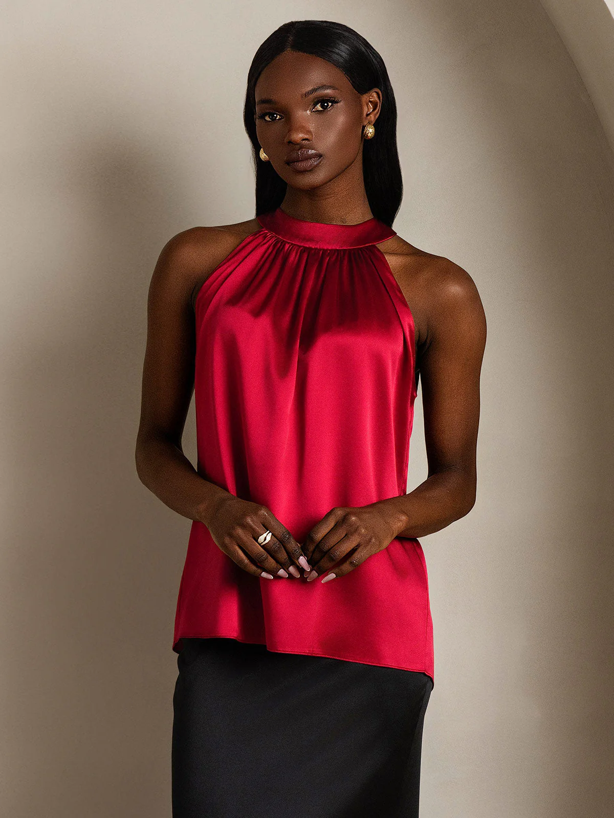 19Momme Silk Sleeveless Halter Neck Women's Top - Image 26