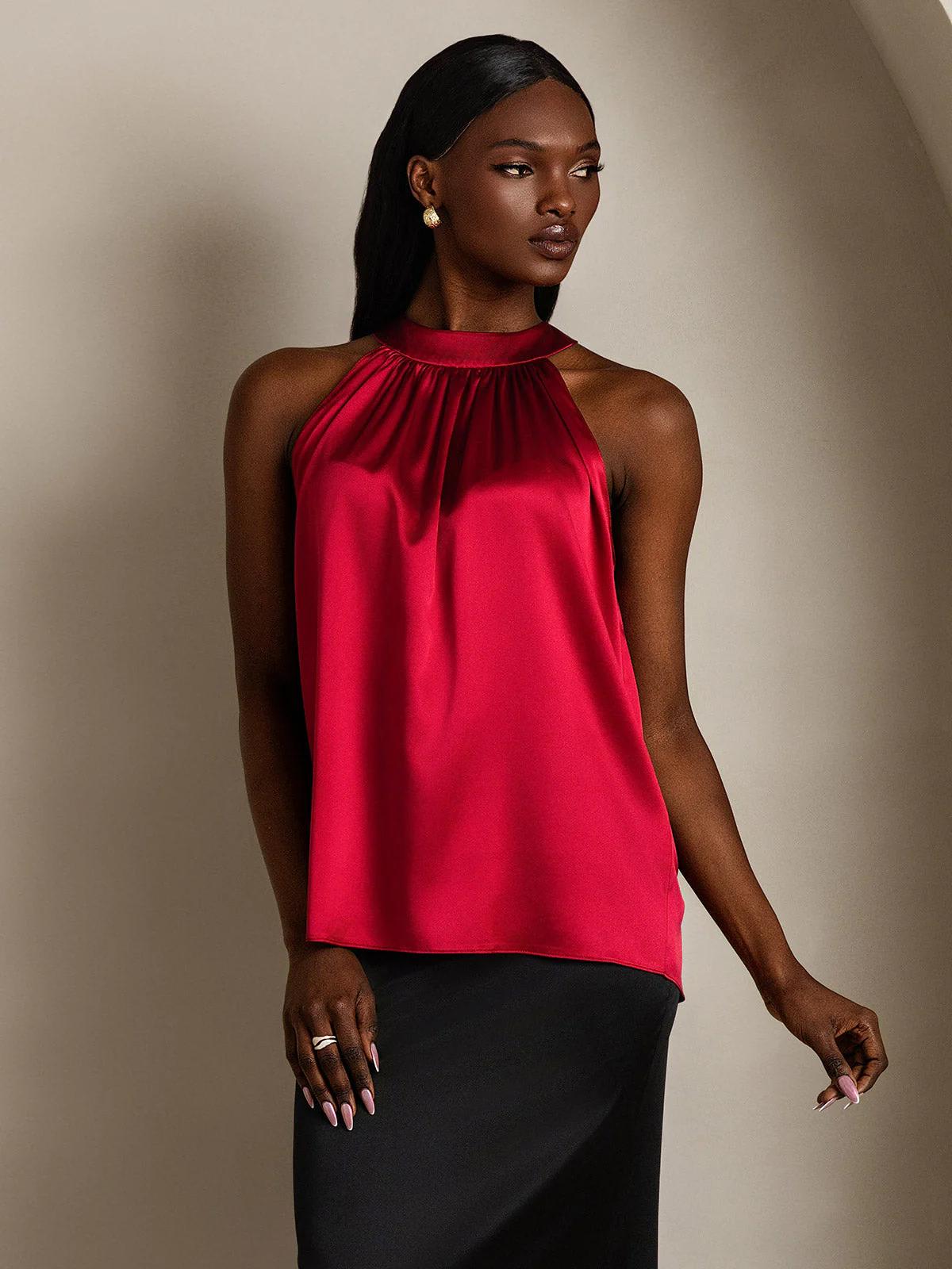 19Momme Silk Sleeveless Halter Neck Women's Top - Image 27