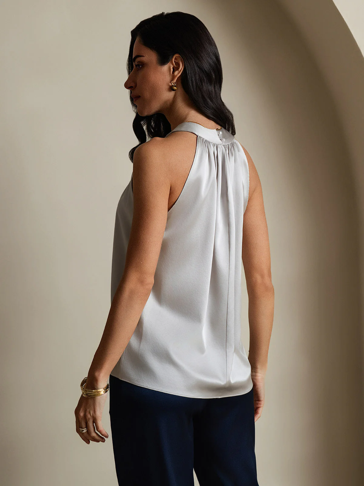 19Momme Silk Sleeveless Halter Neck Women's Top - Image 9