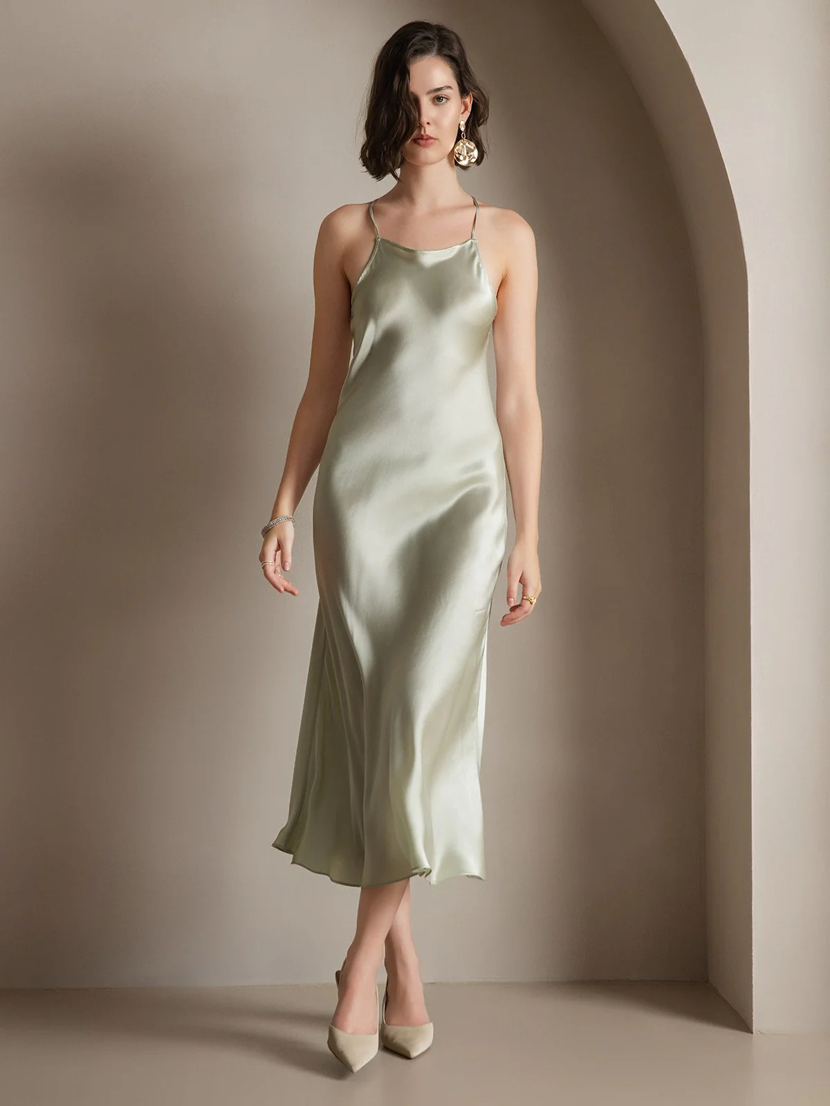 19Momme Silk Spaghetti straps Maxi Dress - Image 14