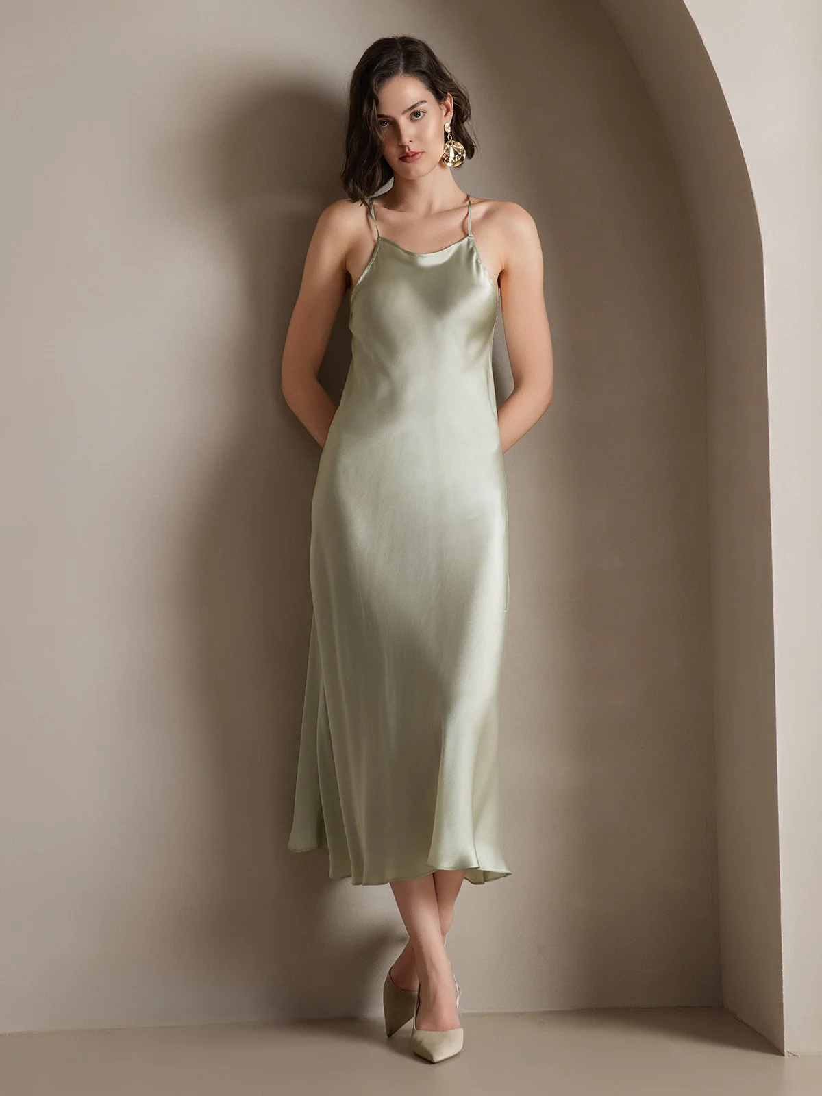 19Momme Silk Spaghetti straps Maxi Dress - Image 8