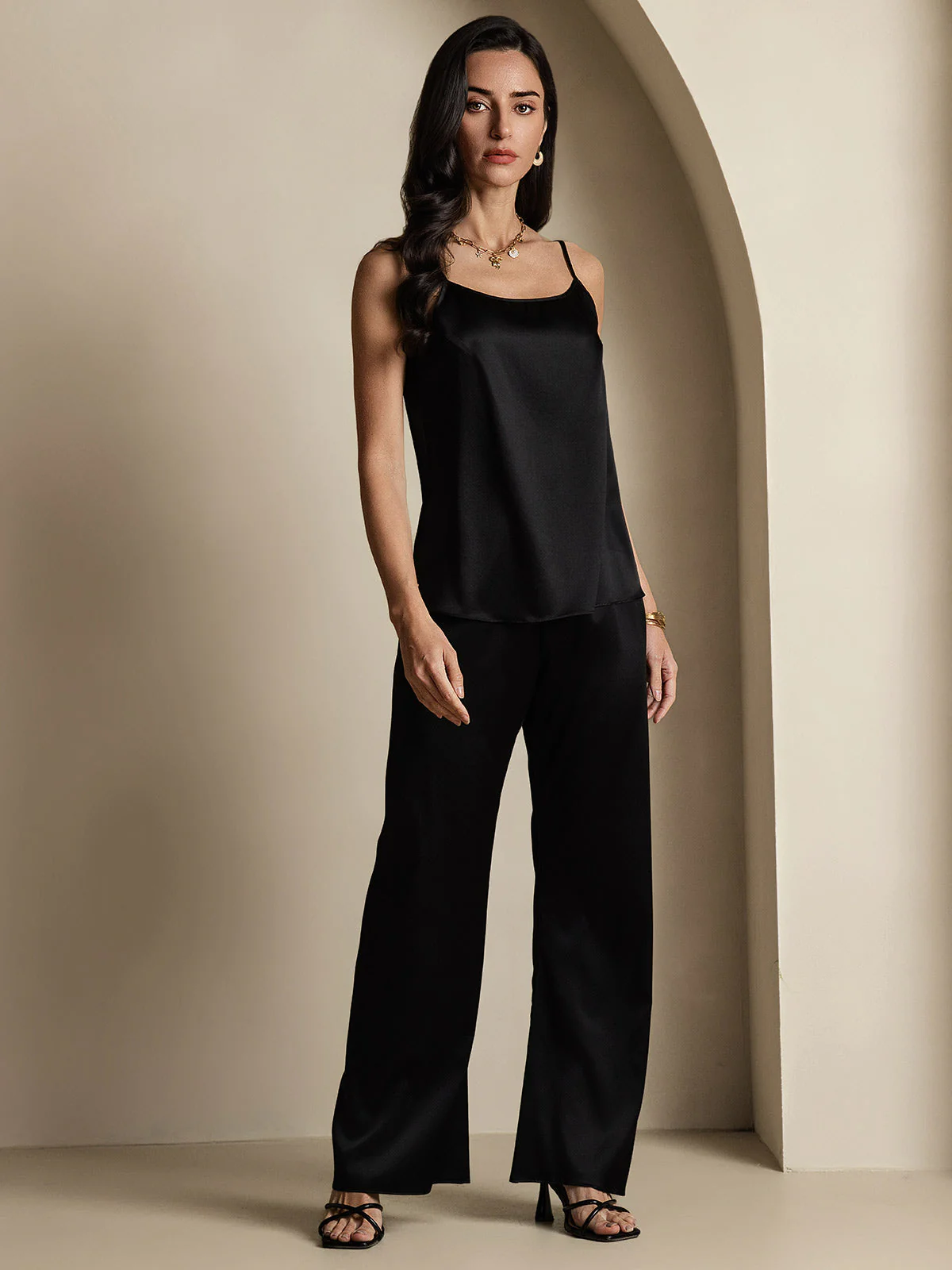 19Momme Silk Spaghetti Strap Round Neck Camisoles - Image 16