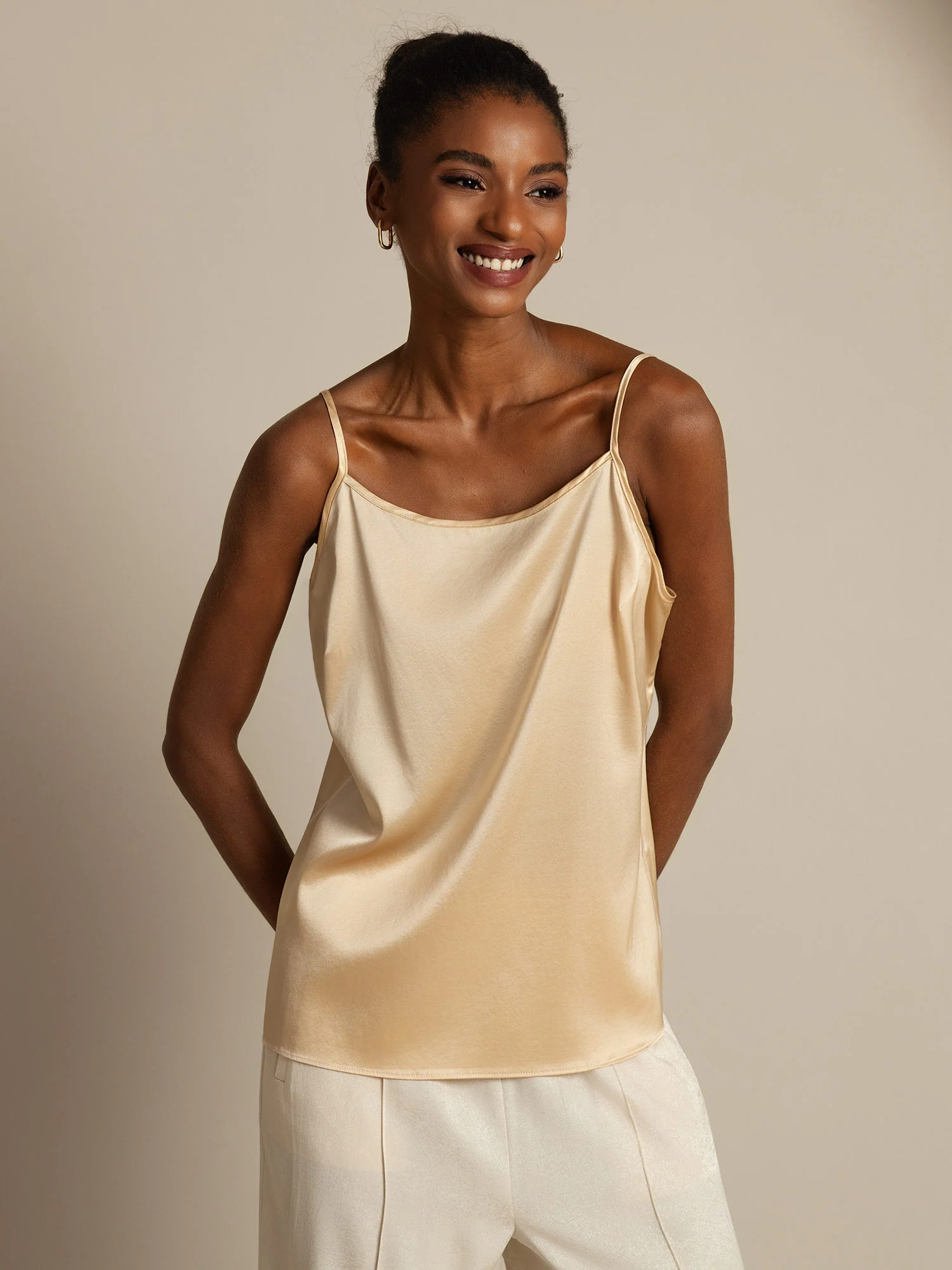 19Momme Silk Spaghetti Strap Round Neck Camisoles - Image 24