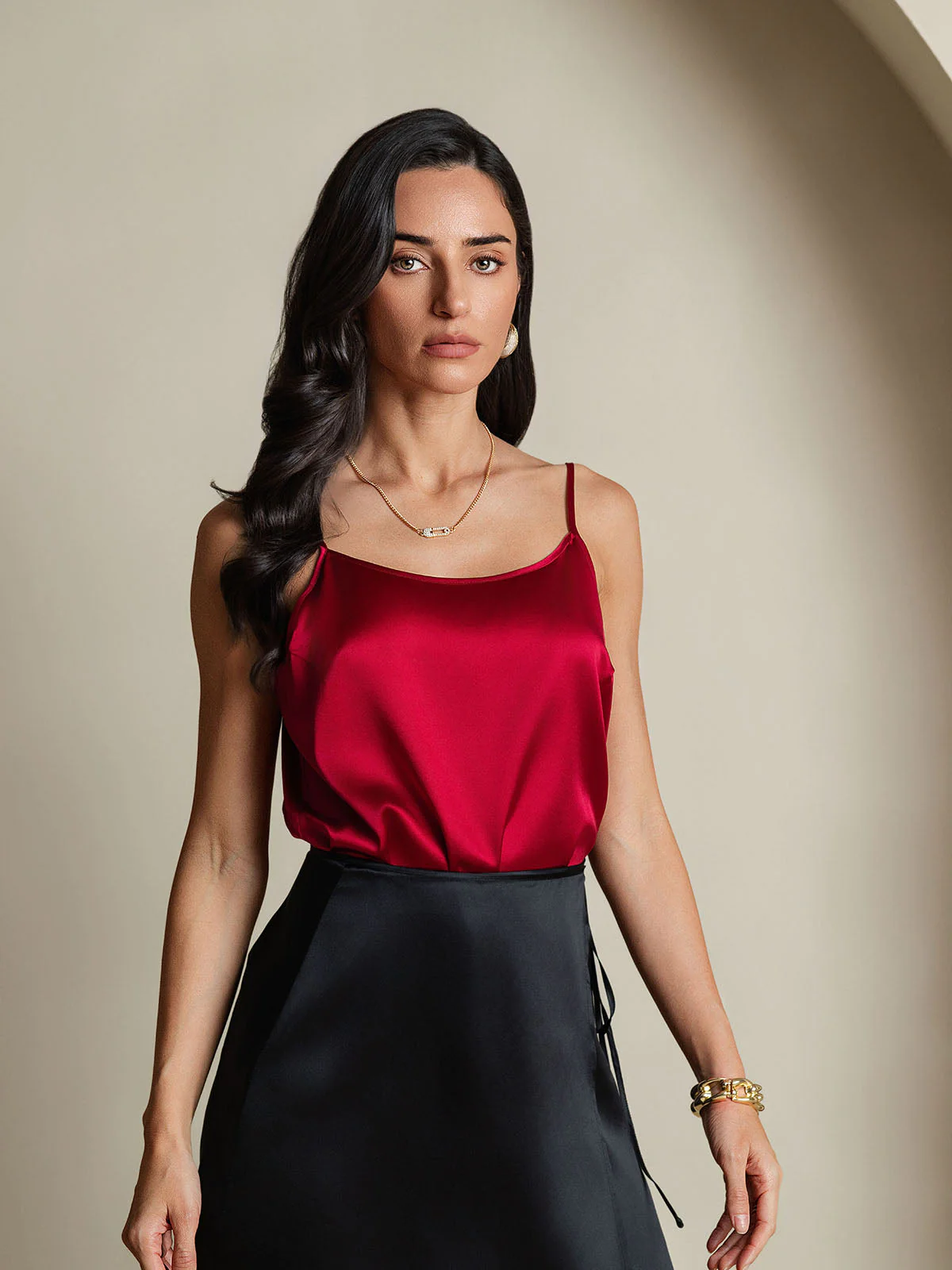 19Momme Silk Spaghetti Strap Round Neck Camisoles - Image 57