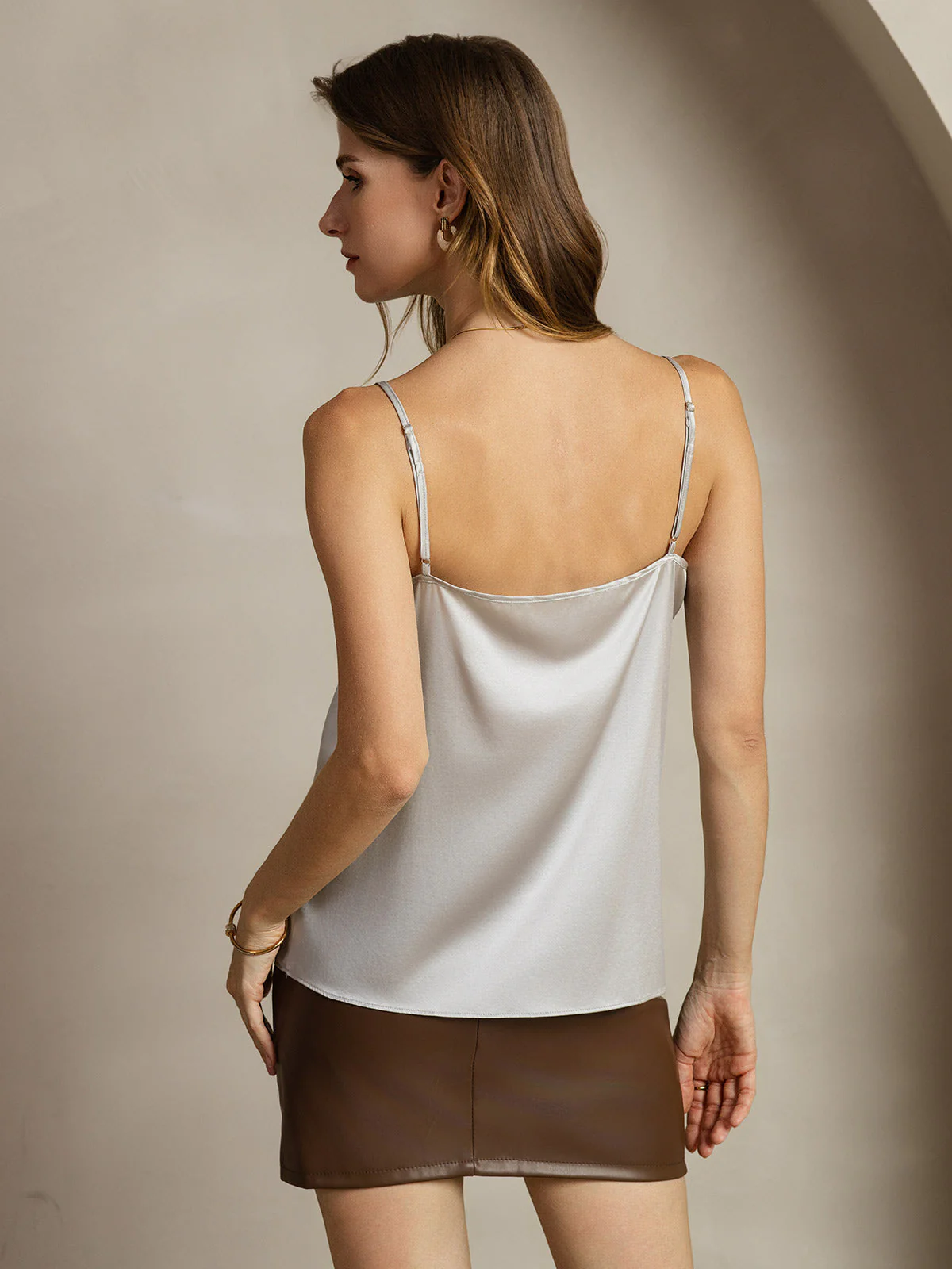 19Momme Silk Spaghetti Strap Round Neck Camisoles - Image 68