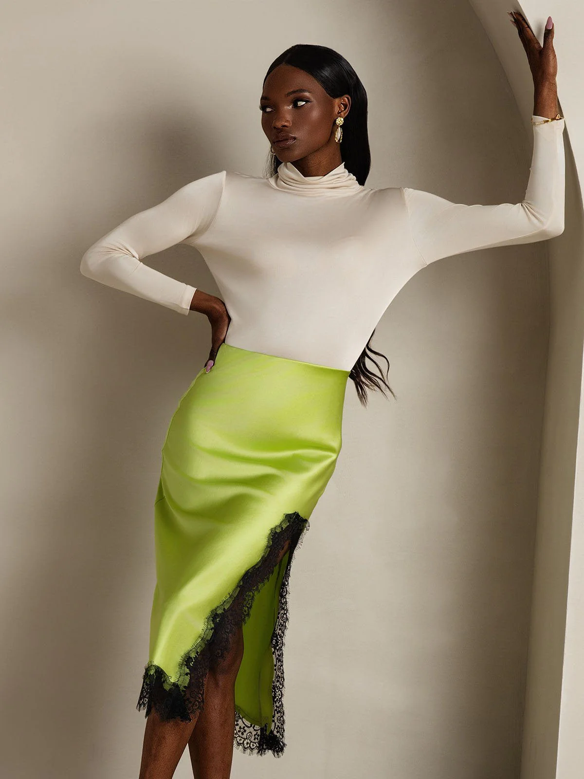 Silk Long Sleeve High Neck Women's Top - Image 25