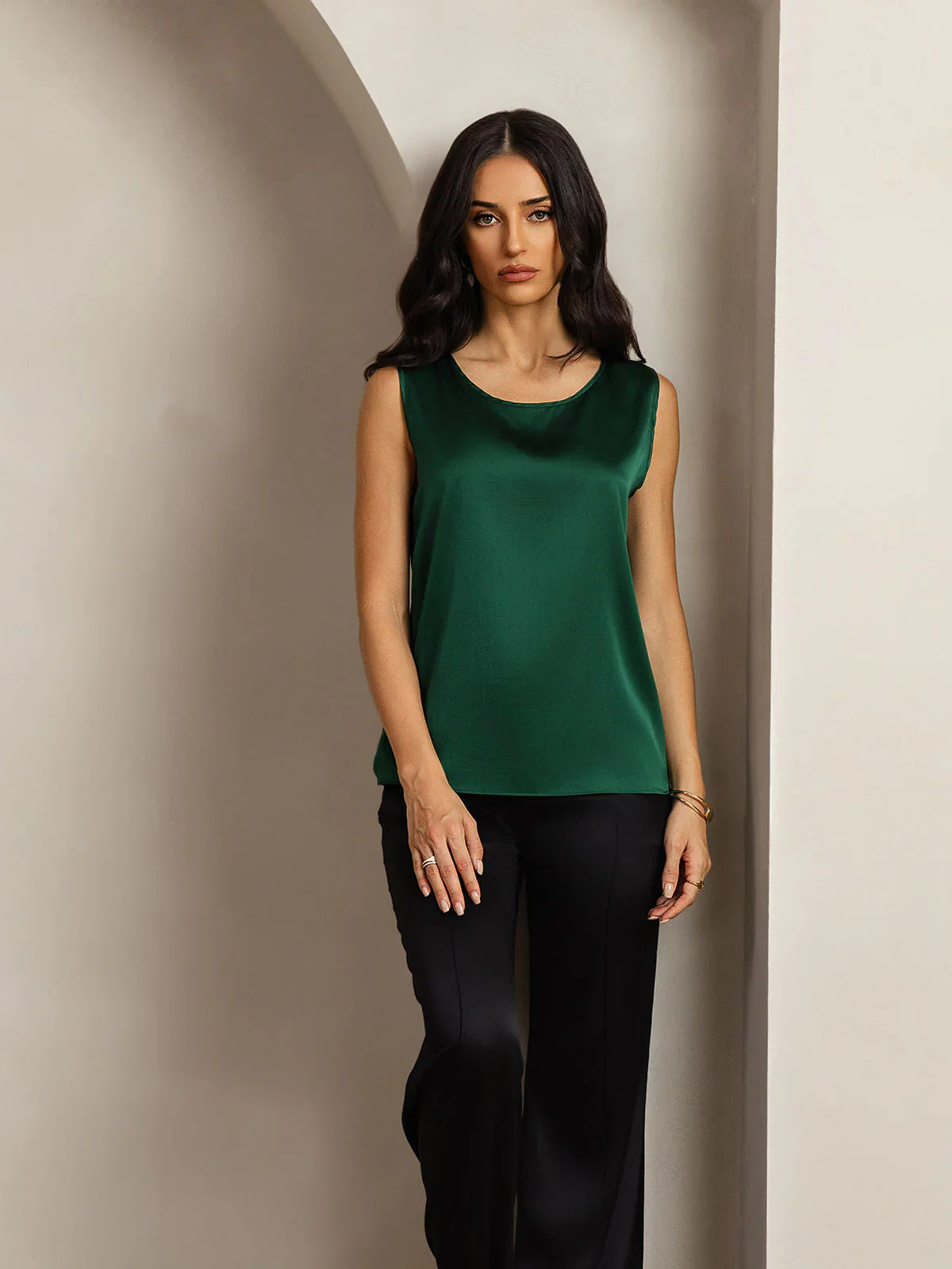 19Momme Silk Sleeveless Round Neck Women's Tank Top - Image 29