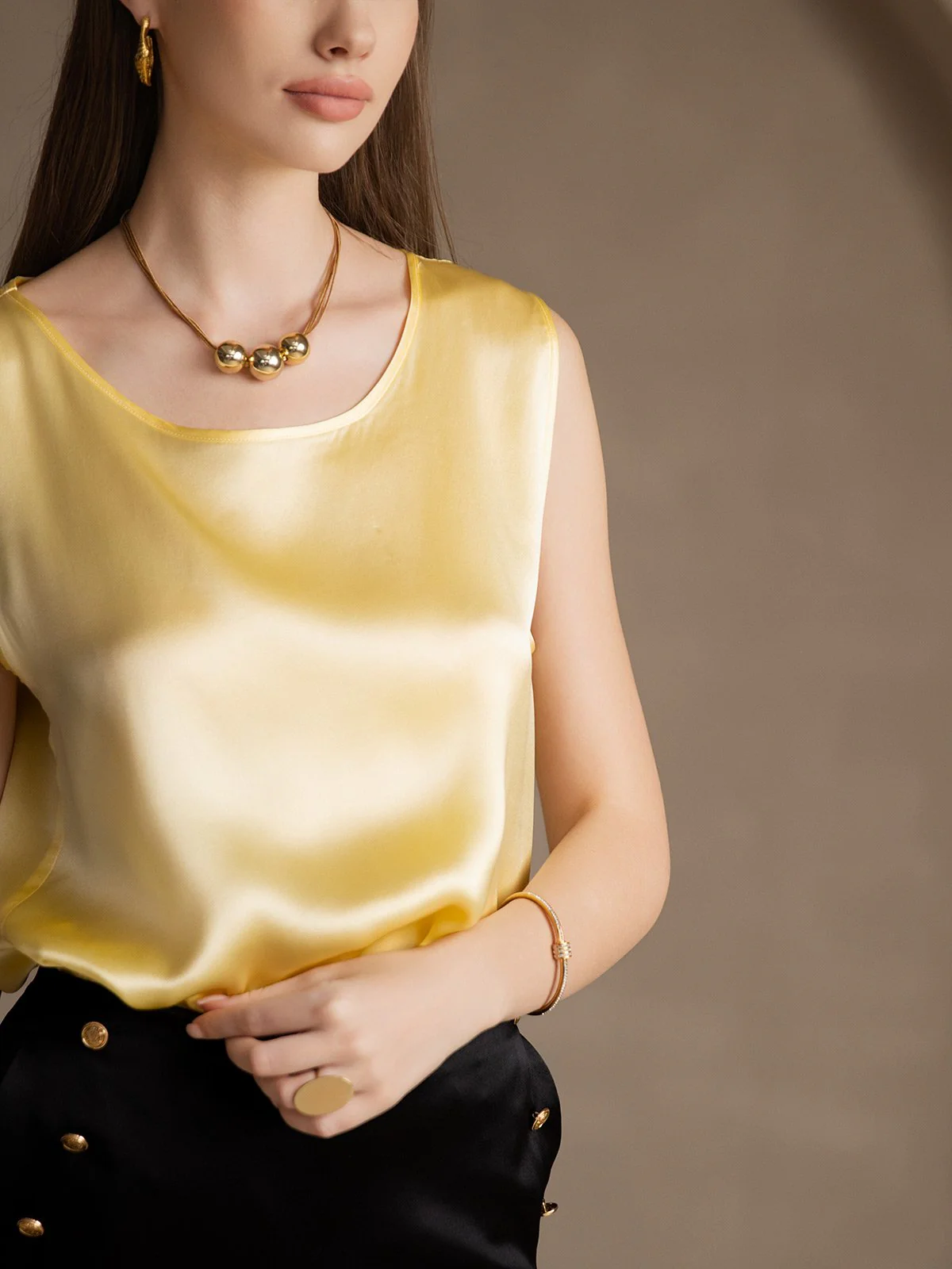 19Momme Silk Sleeveless Round Neck Women's Tank Top - Image 60