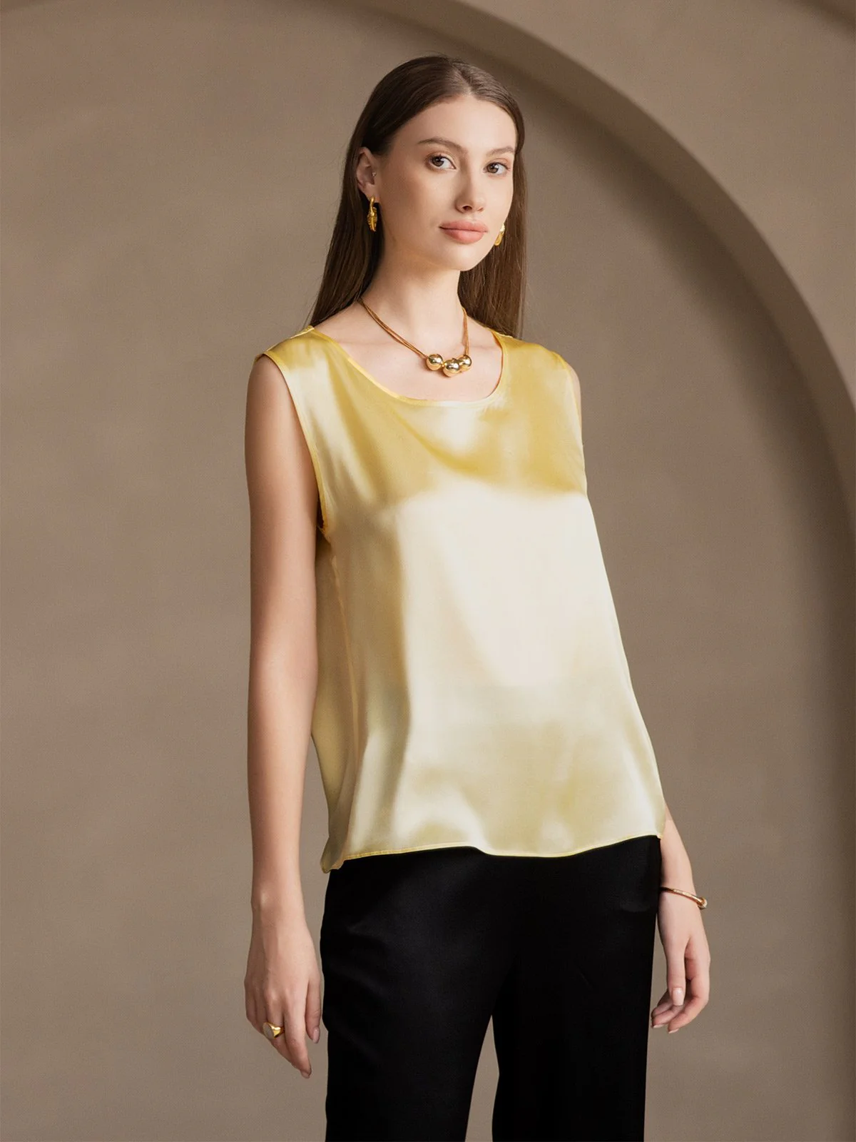 19Momme Silk Sleeveless Round Neck Women's Tank Top - Image 62