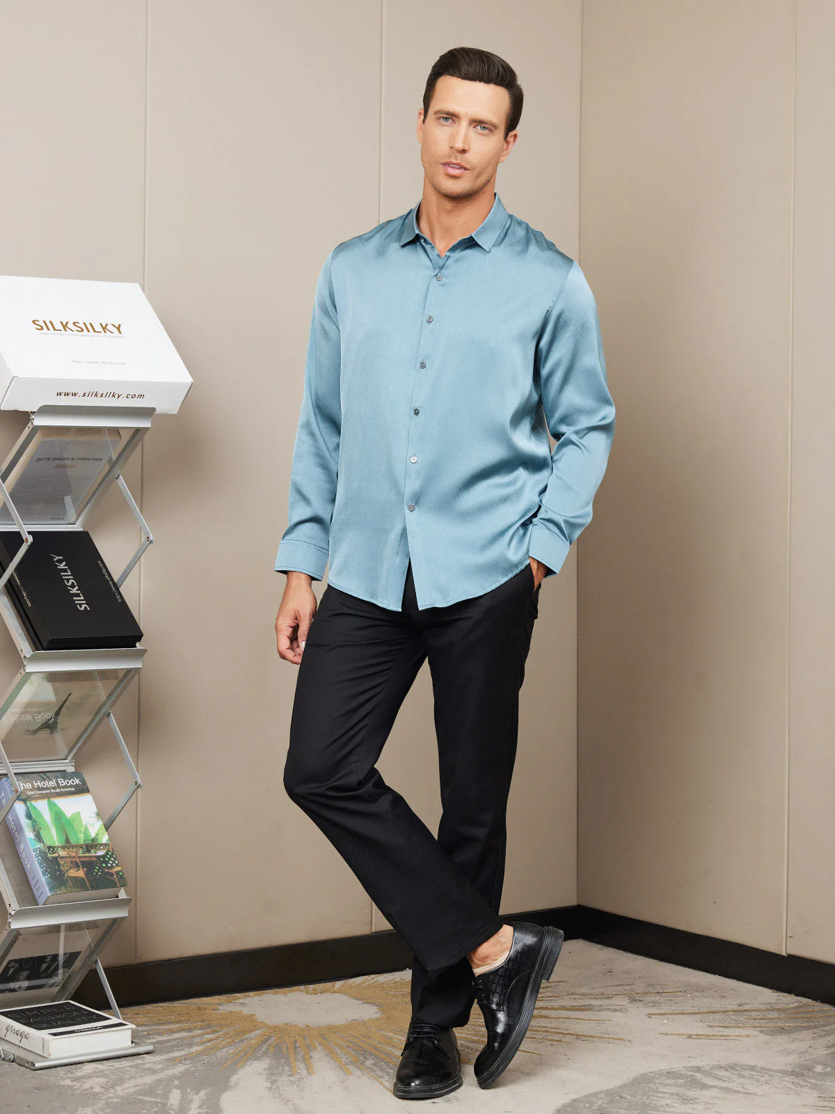 Silk Mens shirt with Long Sleeves - Image 10