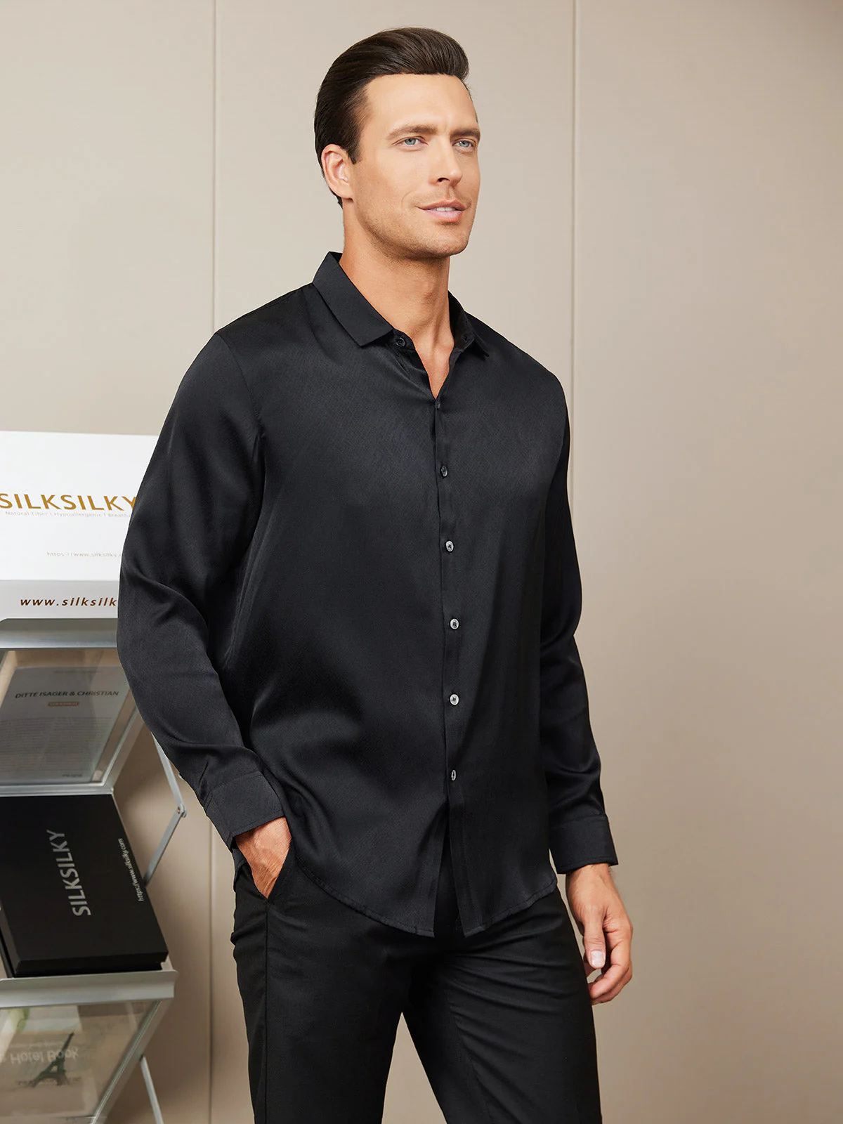 Silk Mens shirt with Long Sleeves - Image 11
