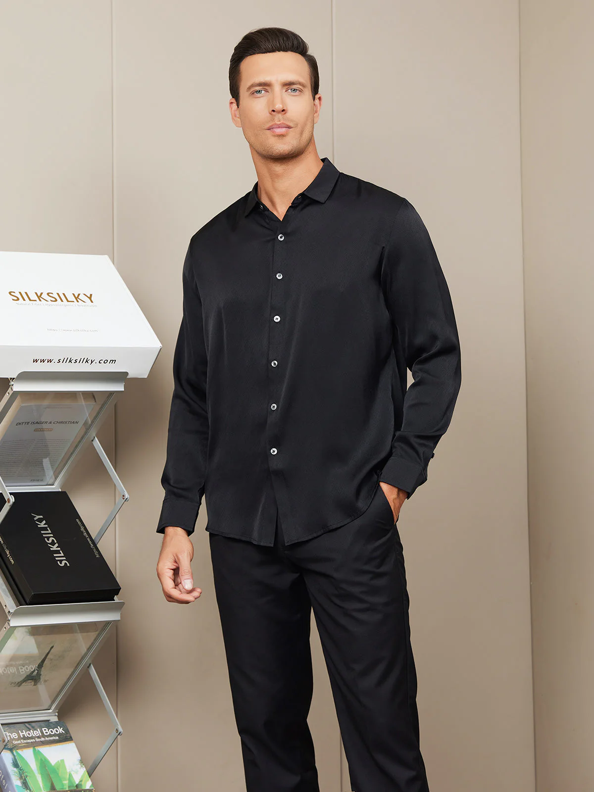 Silk Mens shirt with Long Sleeves - Image 13