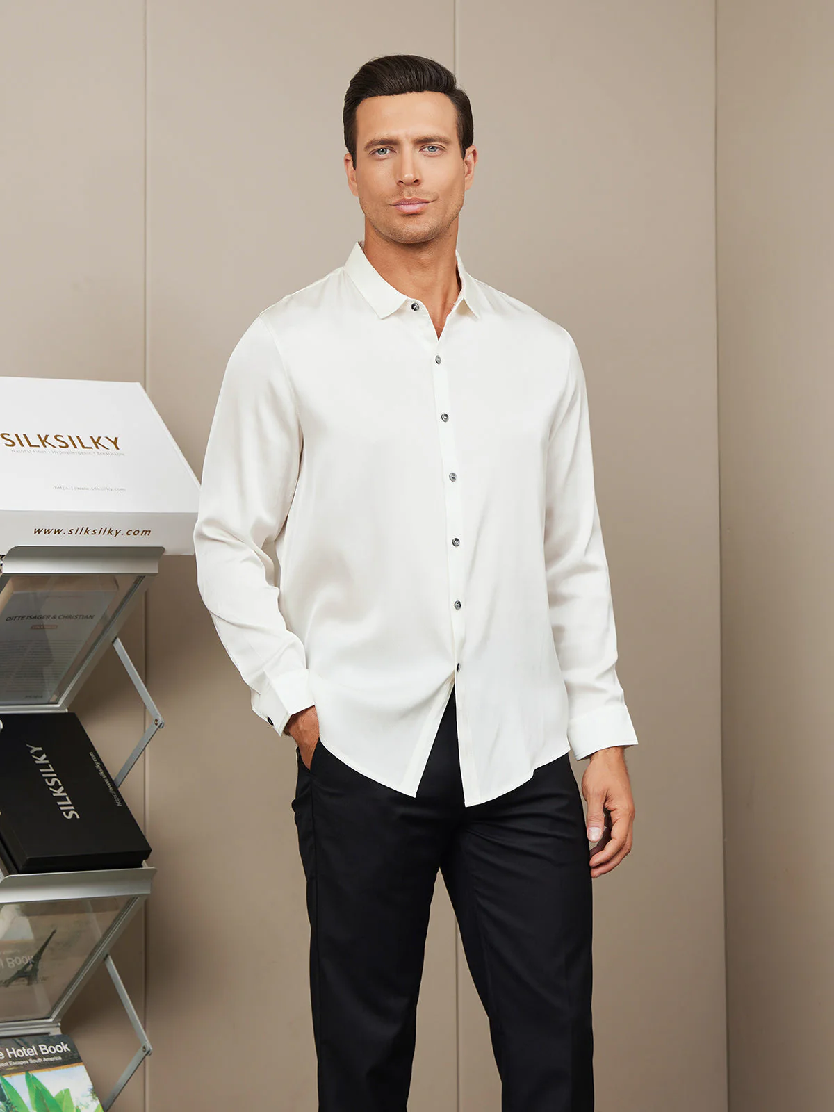 Silk Mens shirt with Long Sleeves - Image 4