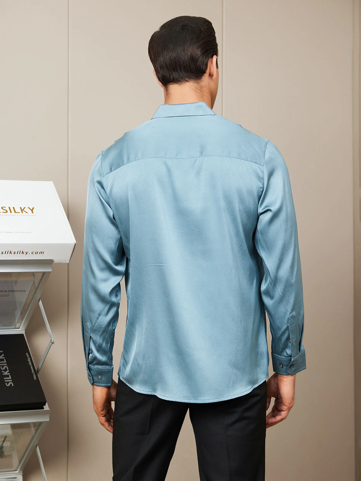 Silk Mens shirt with Long Sleeves - Image 7