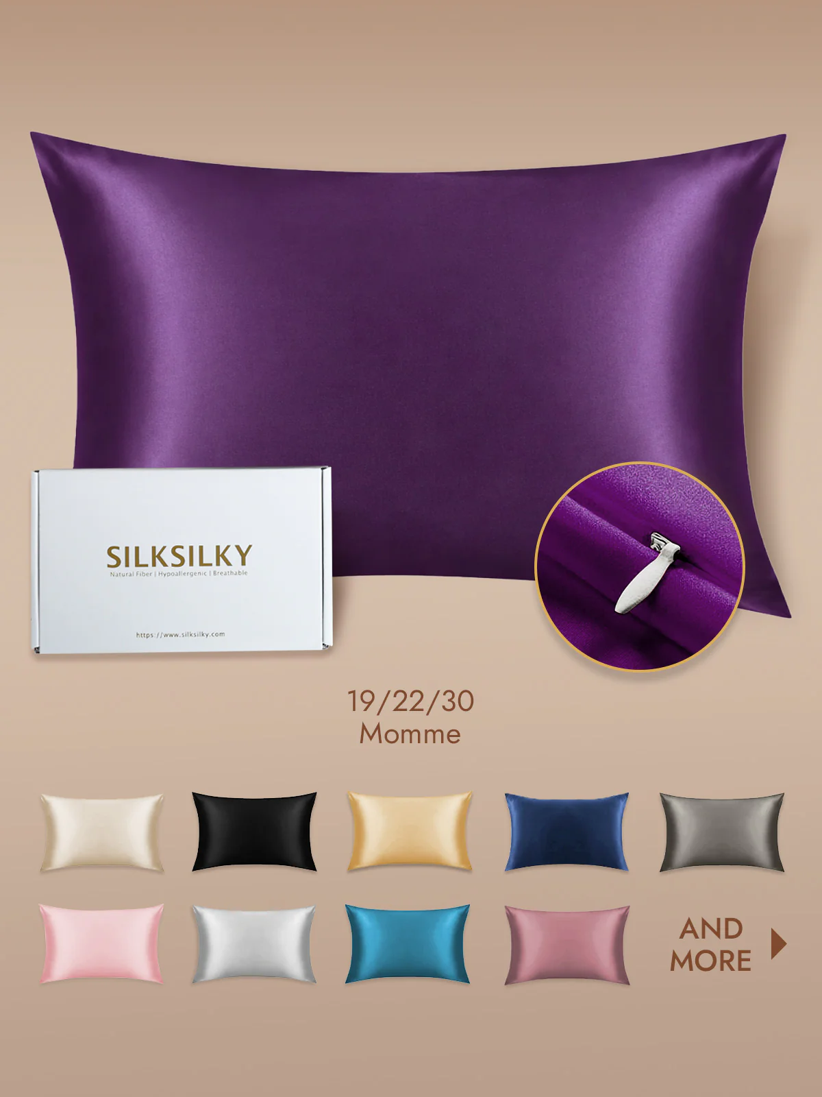 100% Mulberry Silk Pillowcase - Hidden Zipper - Image 105