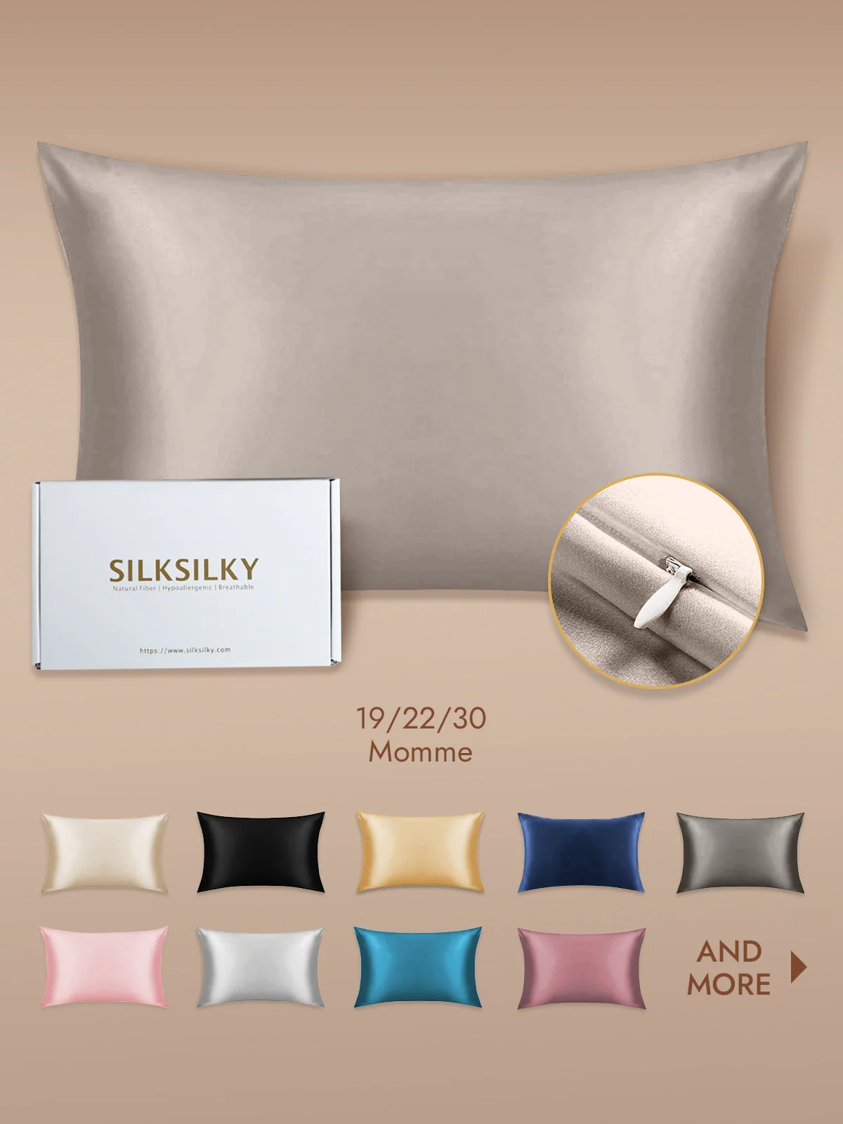 100% Mulberry Silk Pillowcase - Hidden Zipper - Image 113