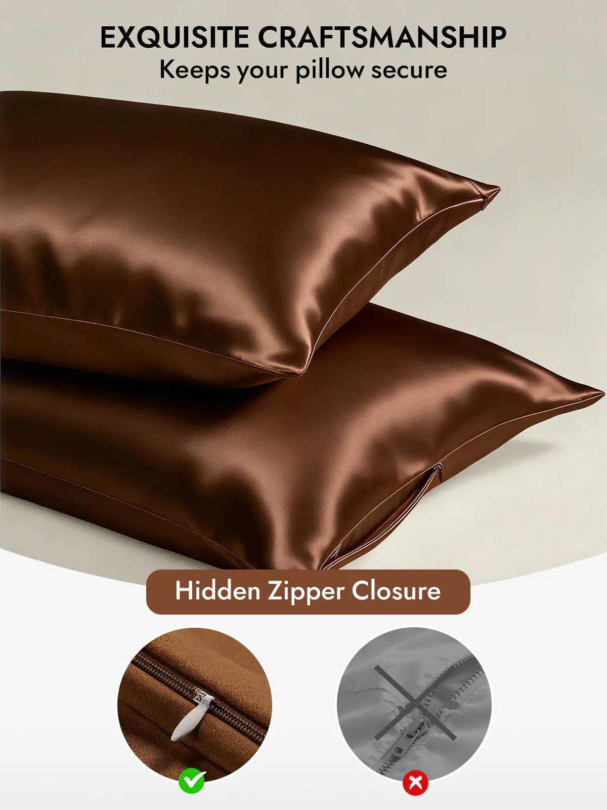 100% Mulberry Silk Pillowcase - Hidden Zipper - Image 126