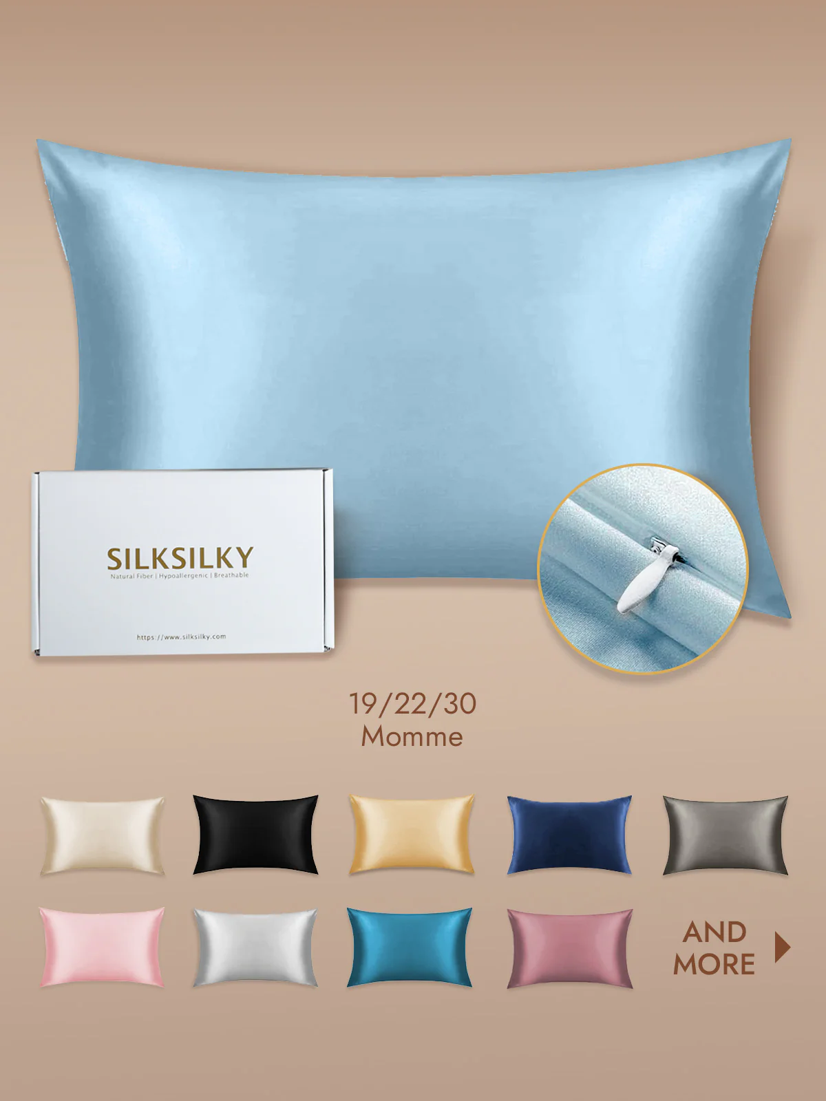 100% Mulberry Silk Pillowcase - Hidden Zipper - Image 129
